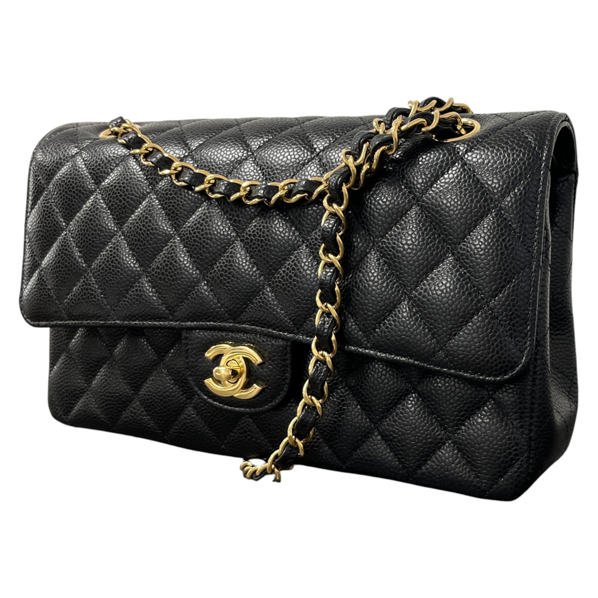 Women's Small Classic Double Flap Caviar Bag Black
