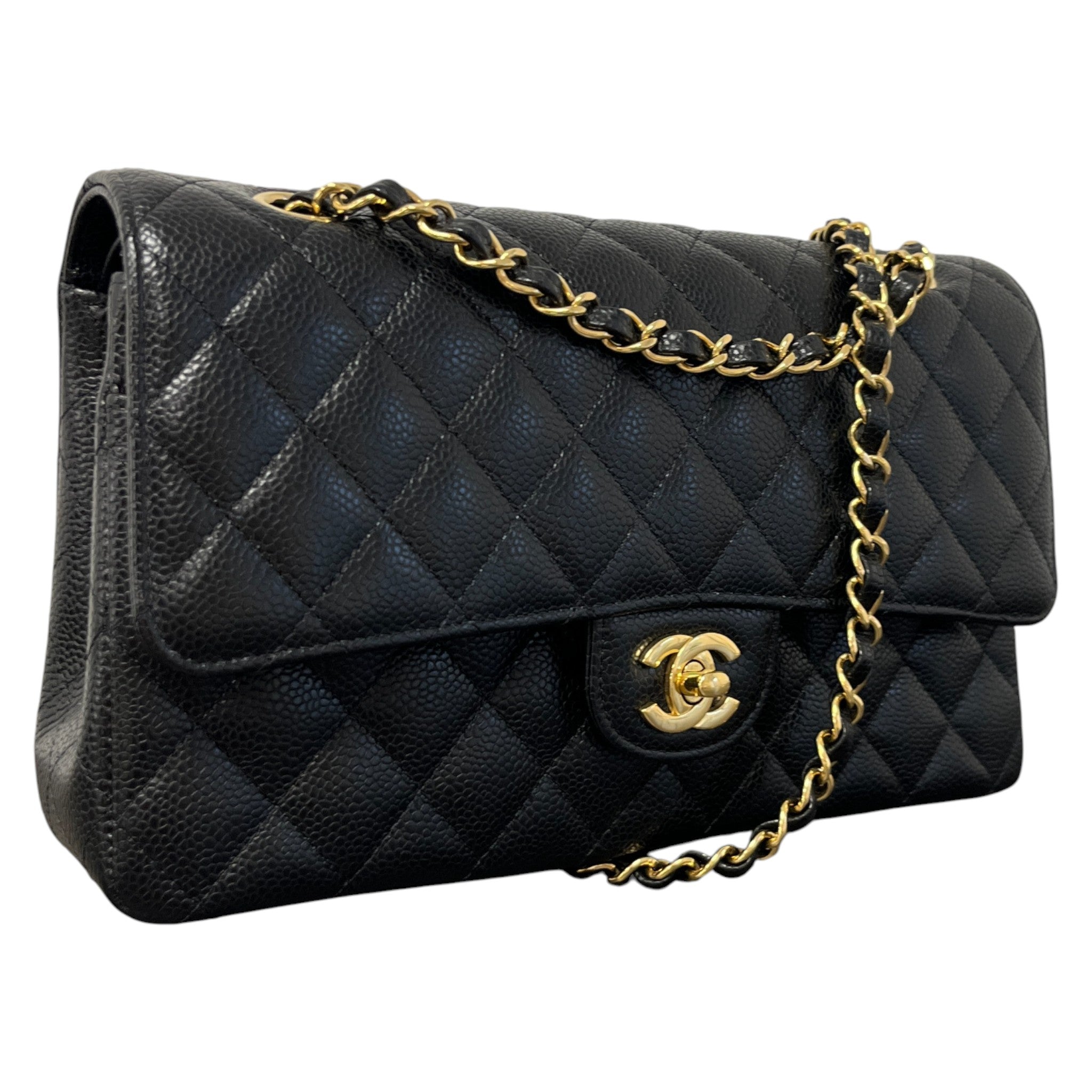 Women's Small Classic Double Flap Caviar Bag Black