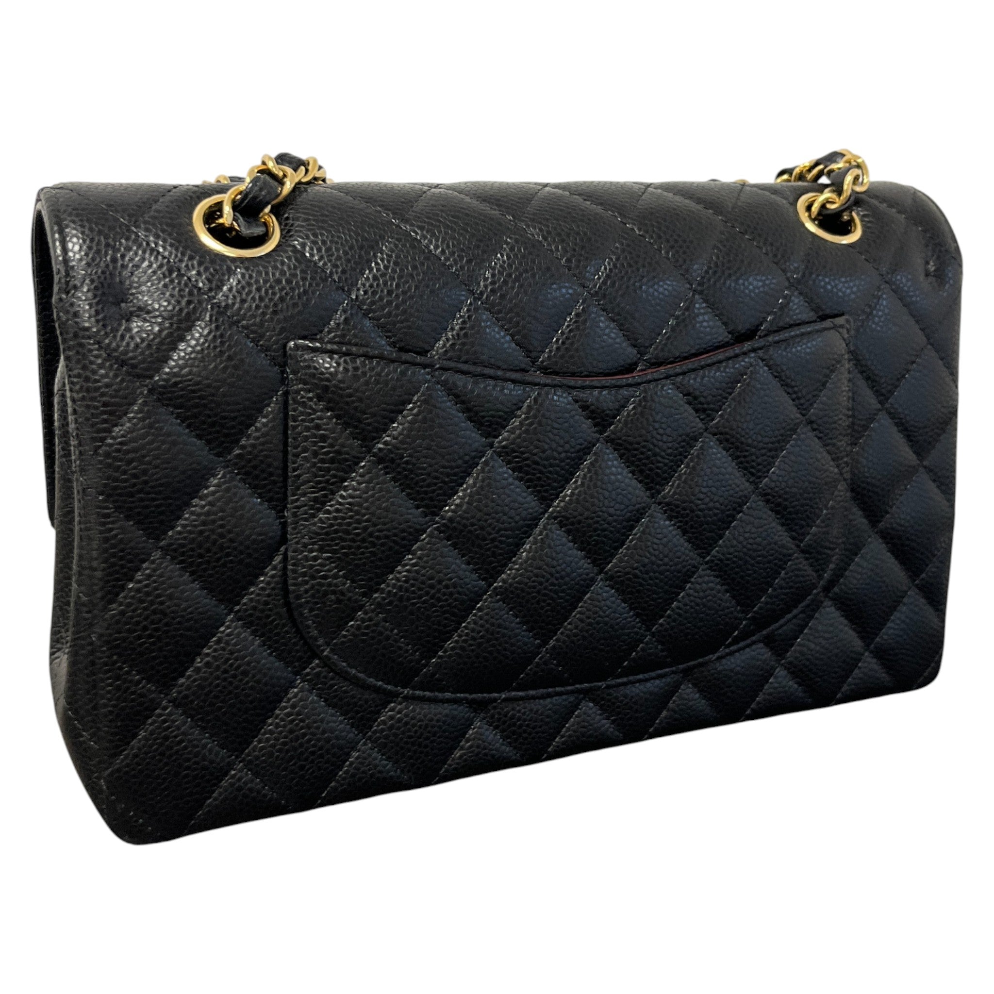 Women's Small Classic Double Flap Caviar Bag Black