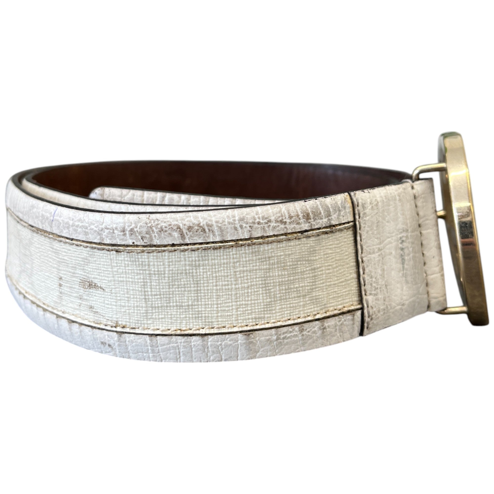 Women's Gg Interlocking Buckle Belt White Size Waist 32"