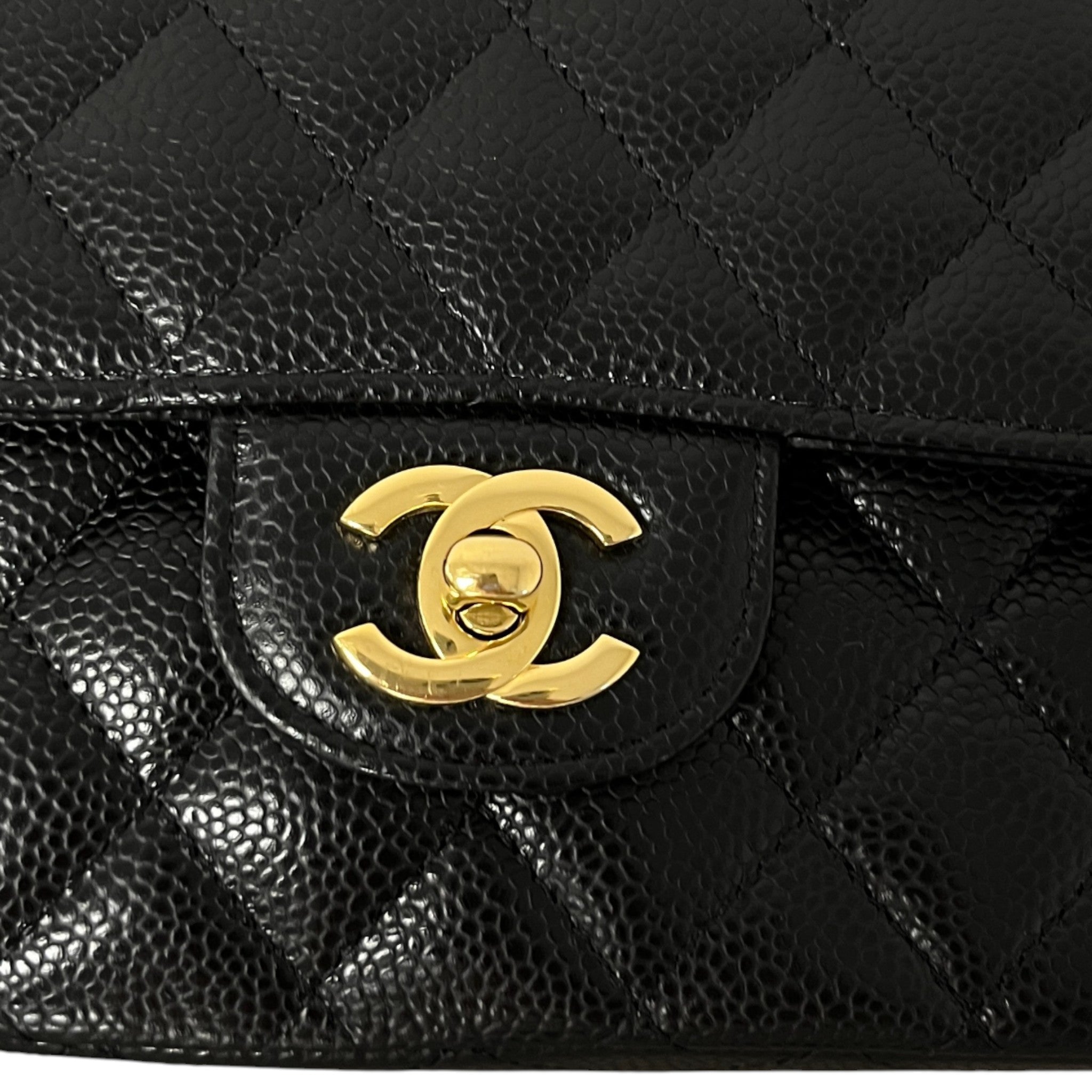 Women's Small Classic Double Flap Caviar Bag Black