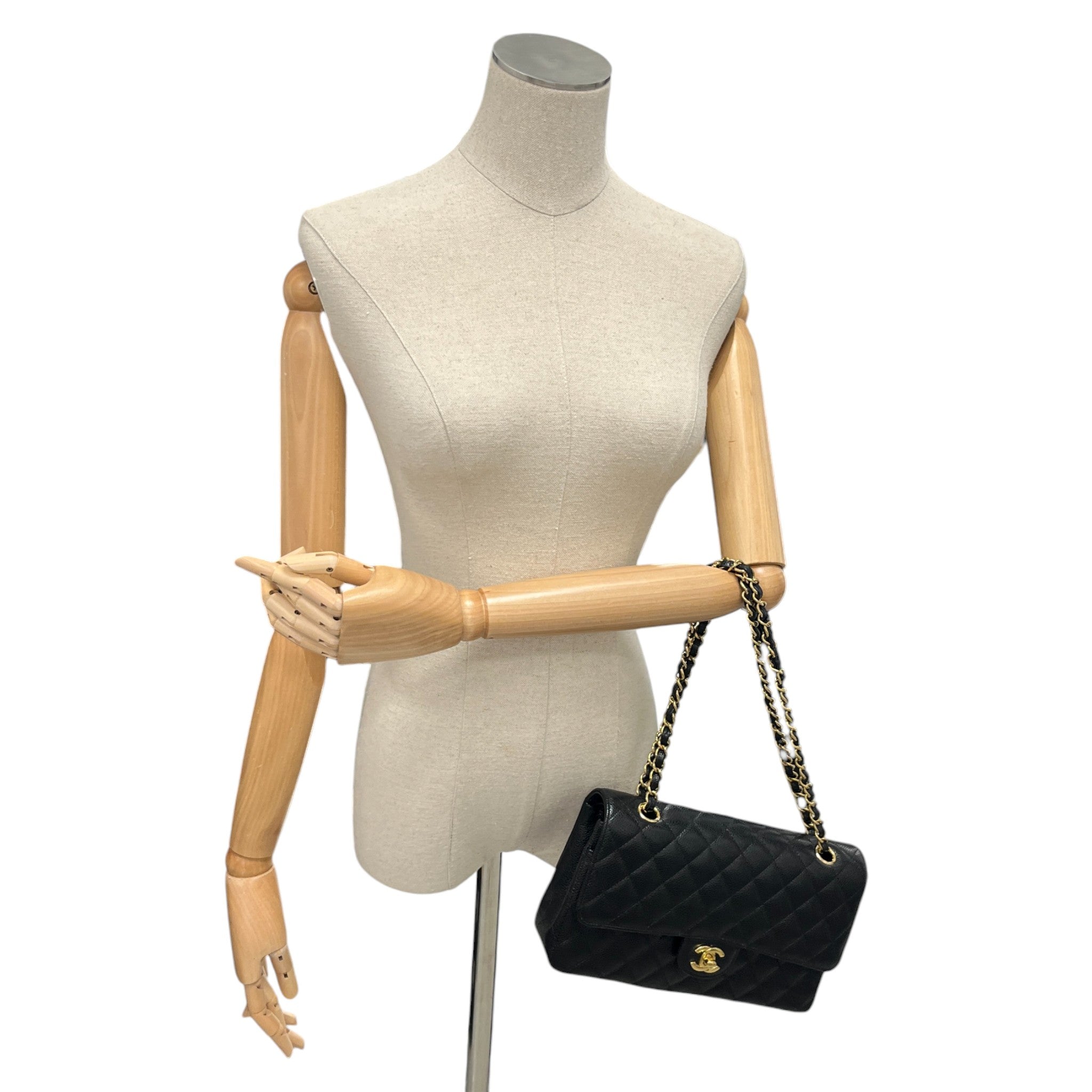 Women's Small Classic Double Flap Caviar Bag Black