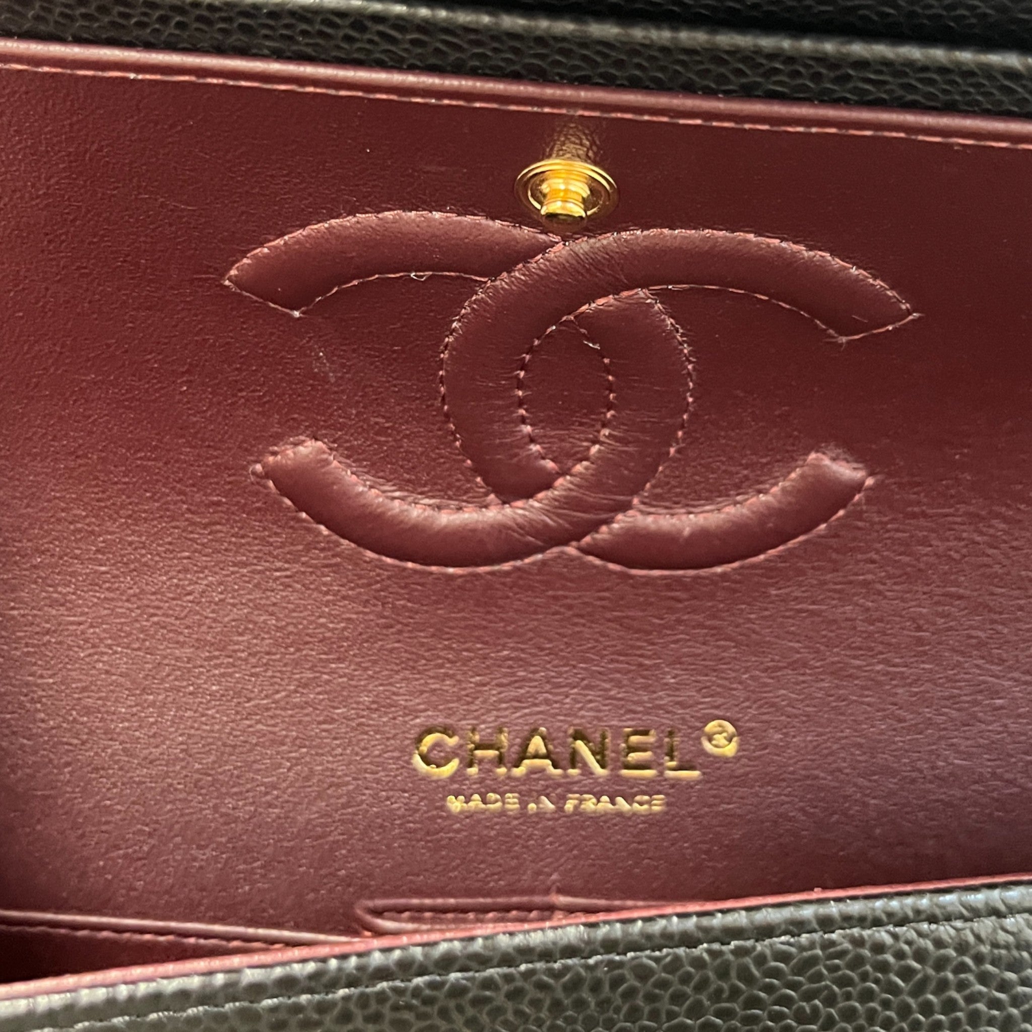 Women's Small Classic Double Flap Caviar Bag Black