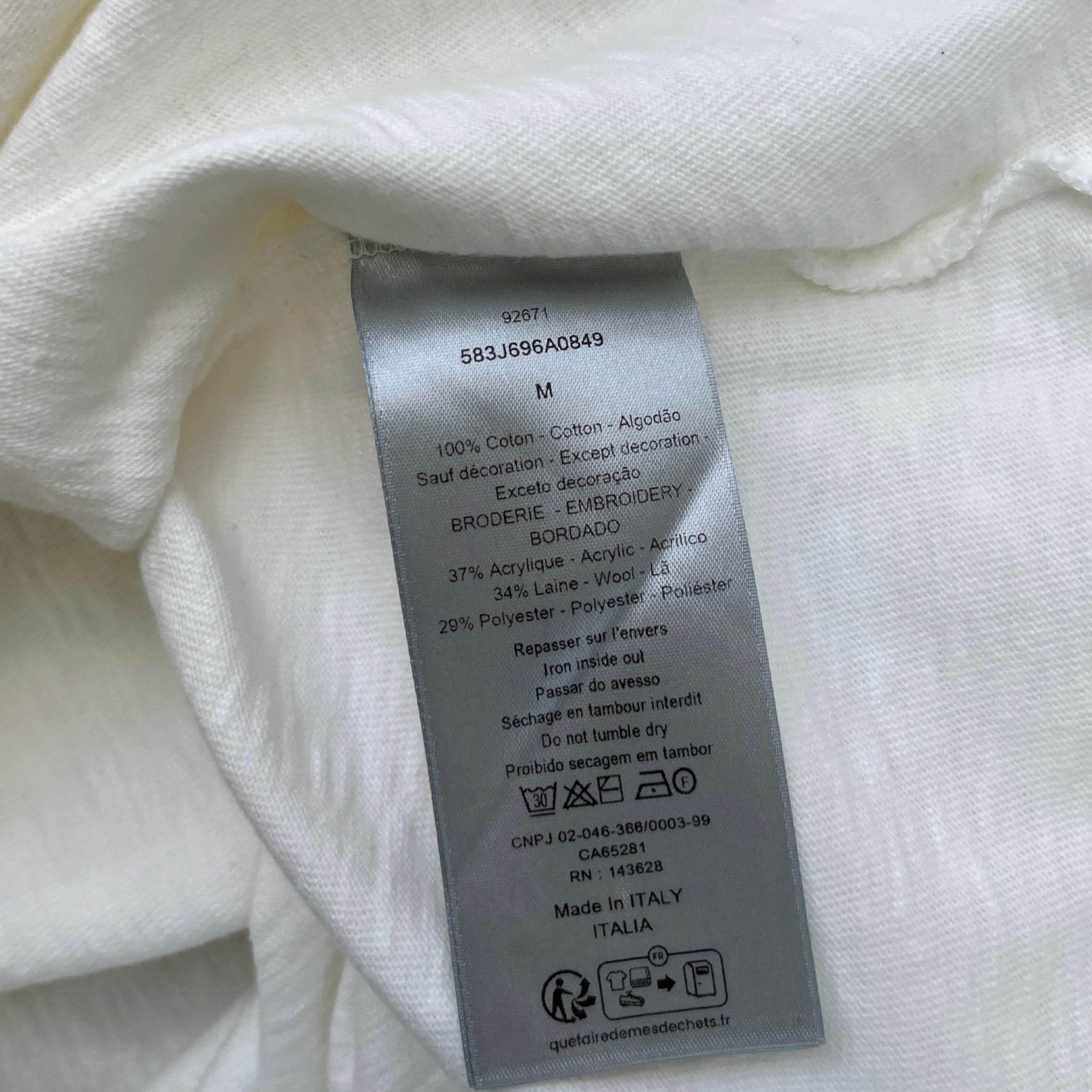 Men's X Hylton Nel Embroidered Logo T-Shirt White Size M