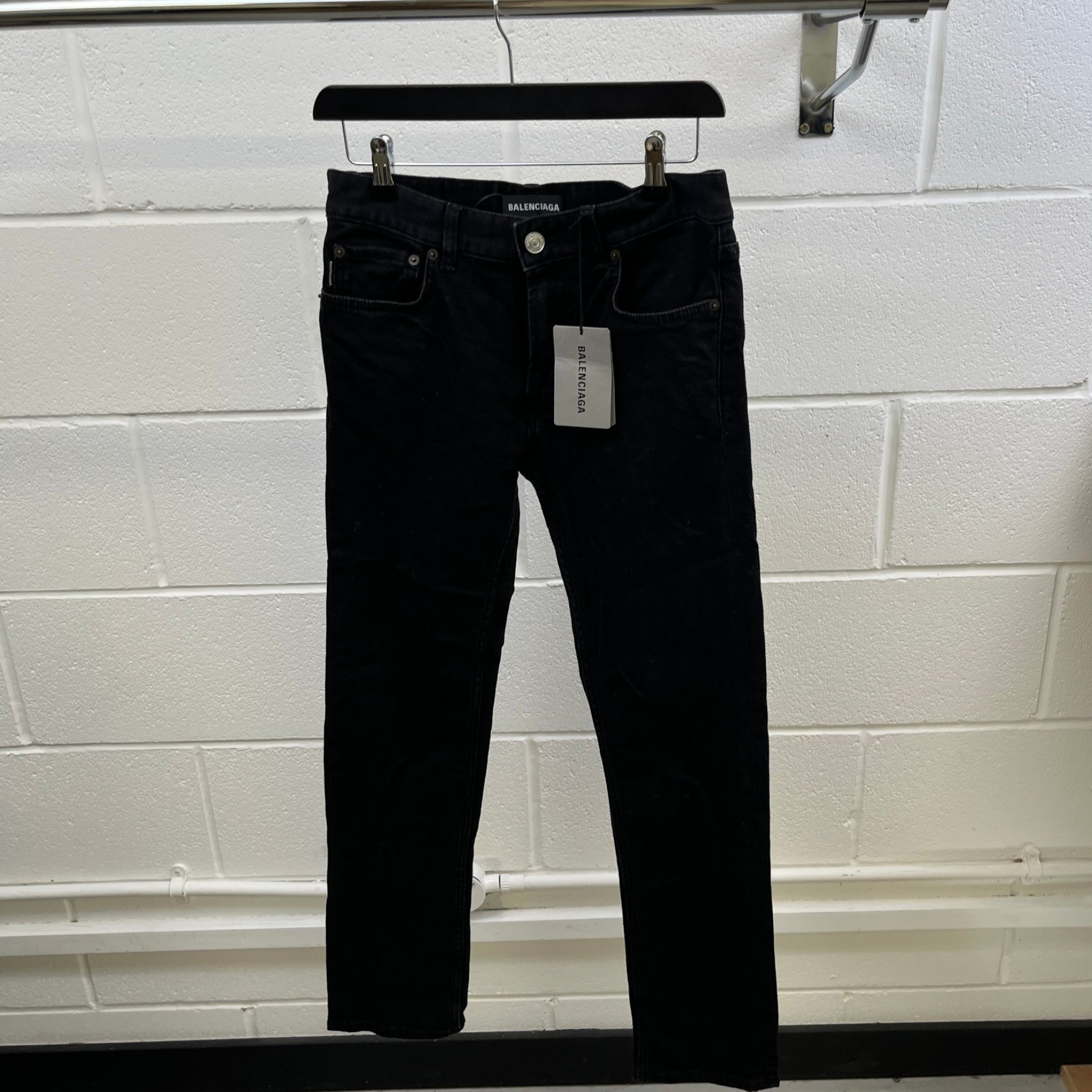 Men's Logo Patch Jeans Black Size Waist 29"