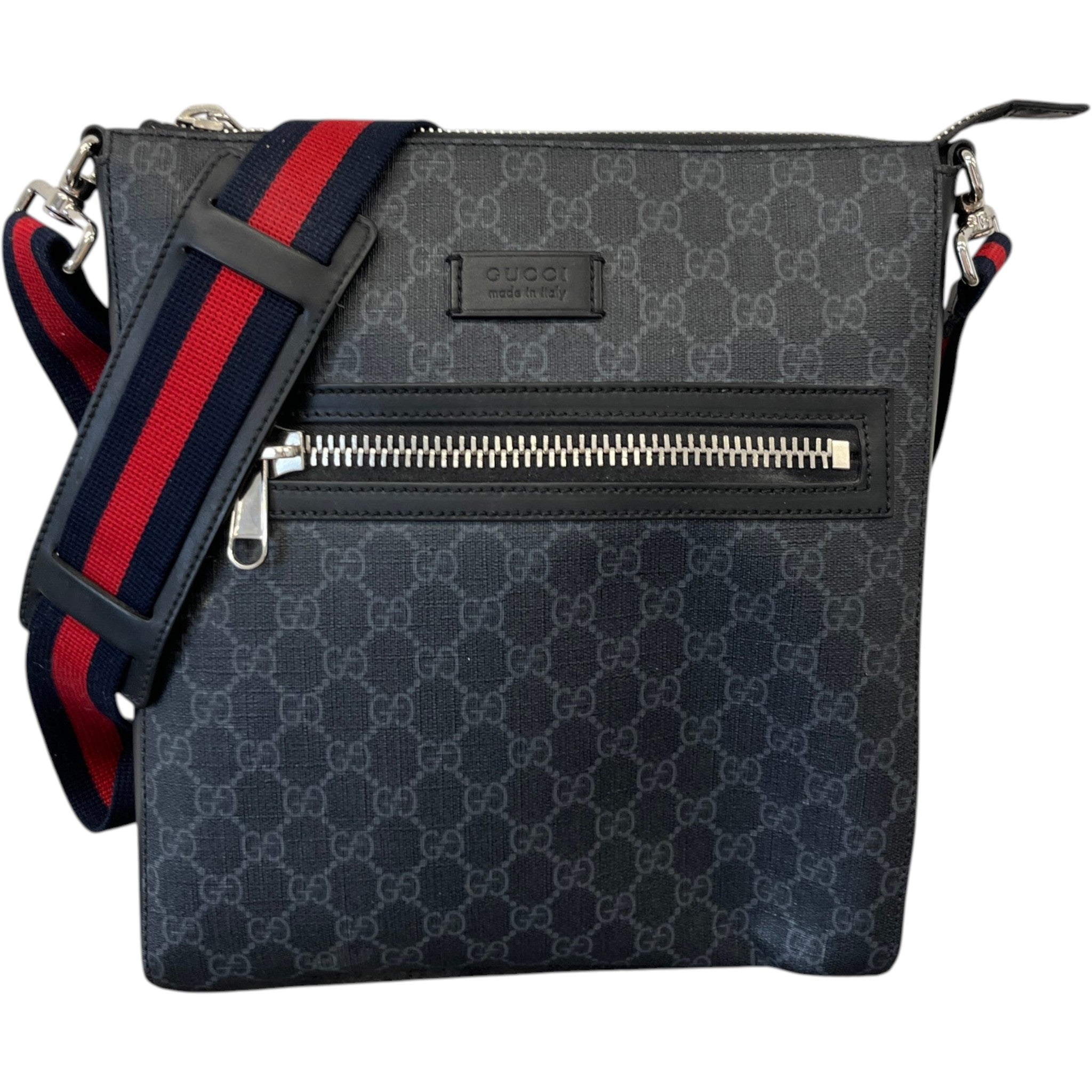 Men's Gg Supreme Web Messenger Bag Black