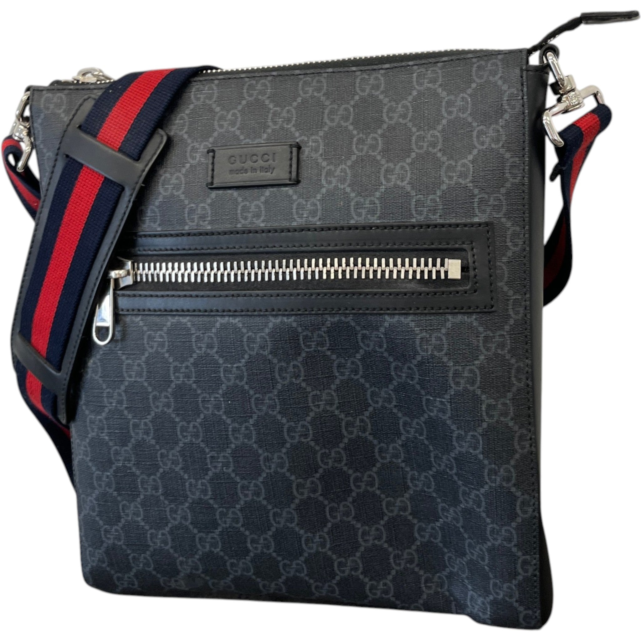 Men's Gg Supreme Web Messenger Bag Black
