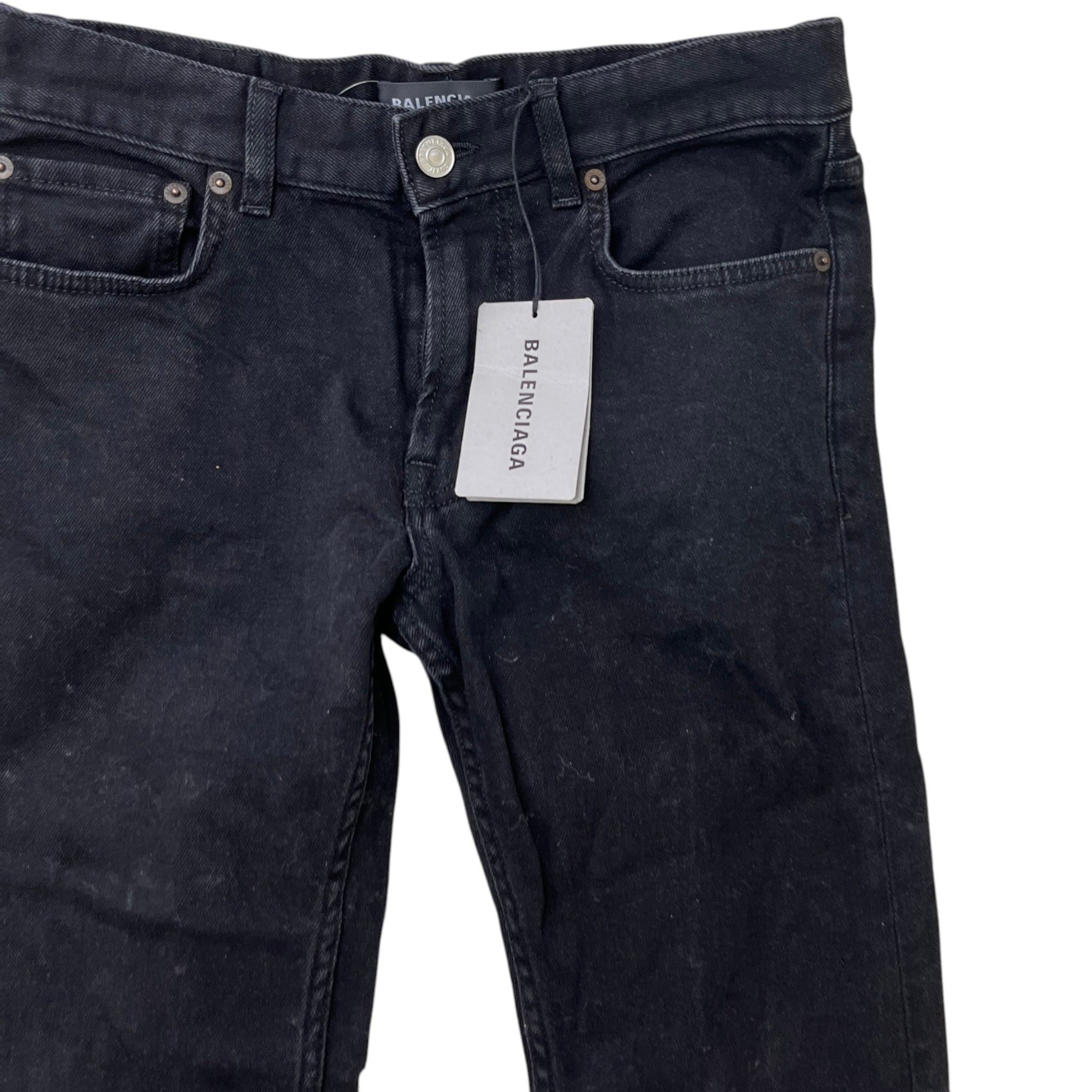 Men's Logo Patch Jeans Black Size Waist 29"