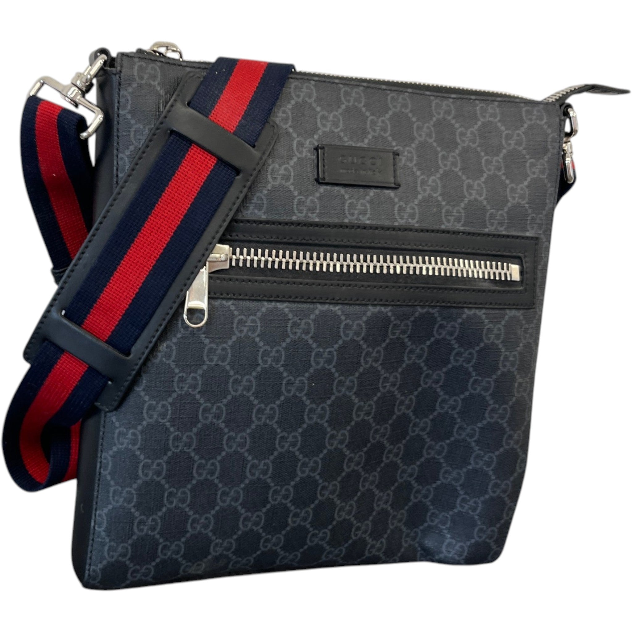 Men's Gg Supreme Web Messenger Bag Black