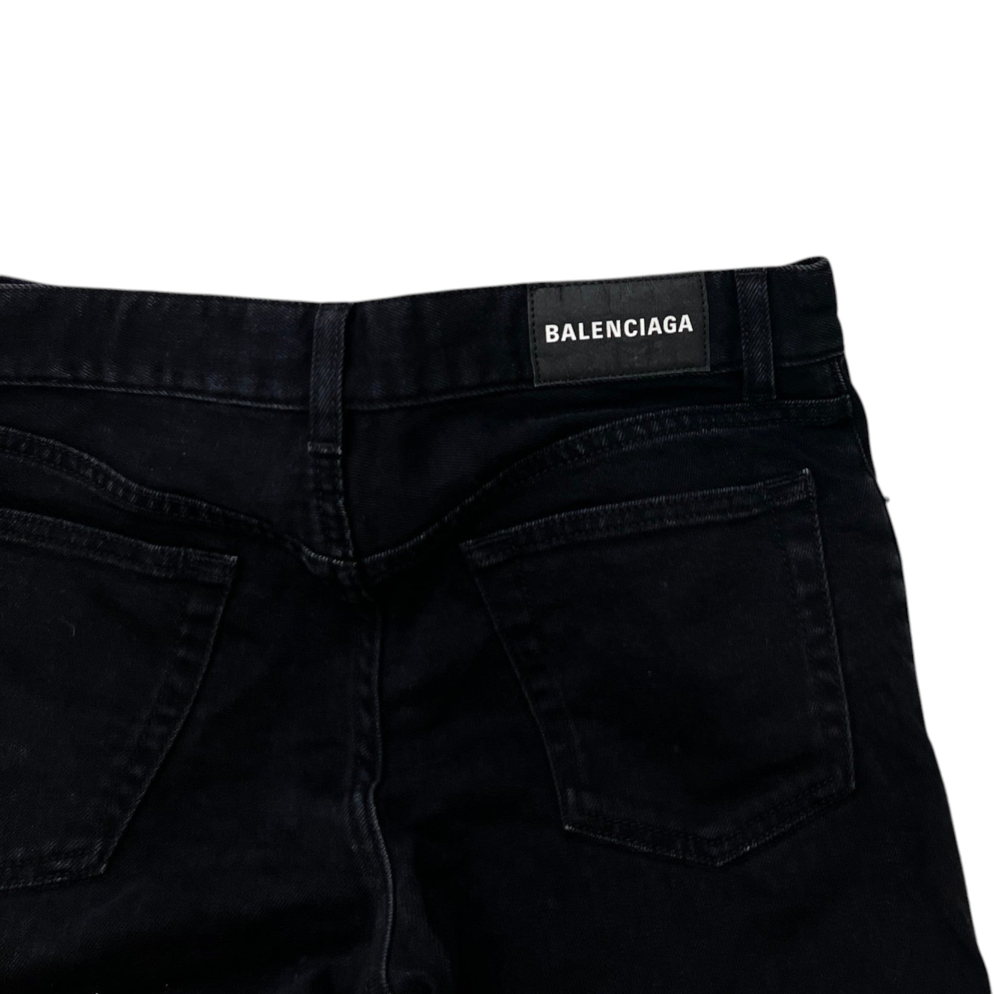 Men's Logo Patch Jeans Black Size Waist 29"