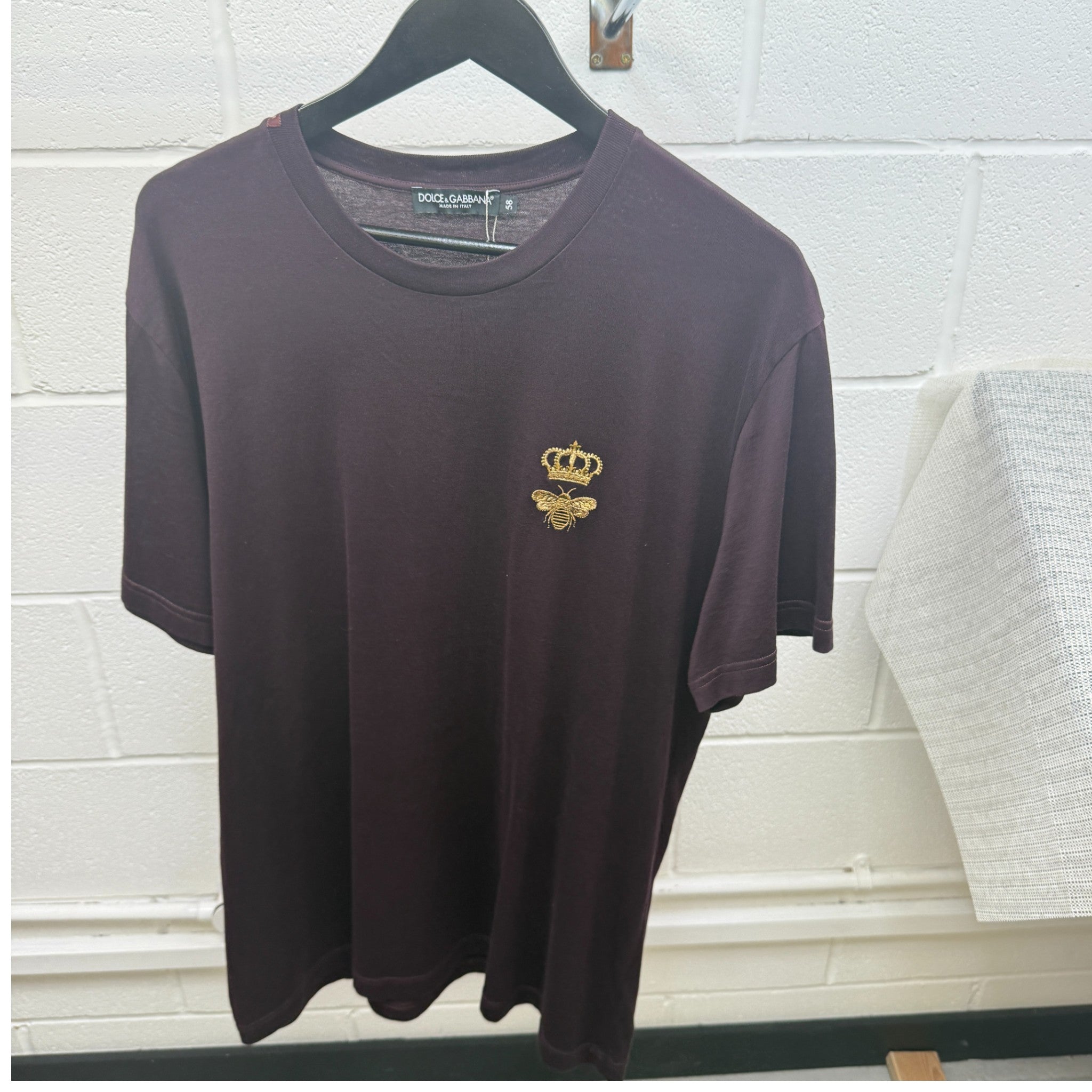 Men's Bee Crown Logo T-Shirt Burgundy Size XXXL