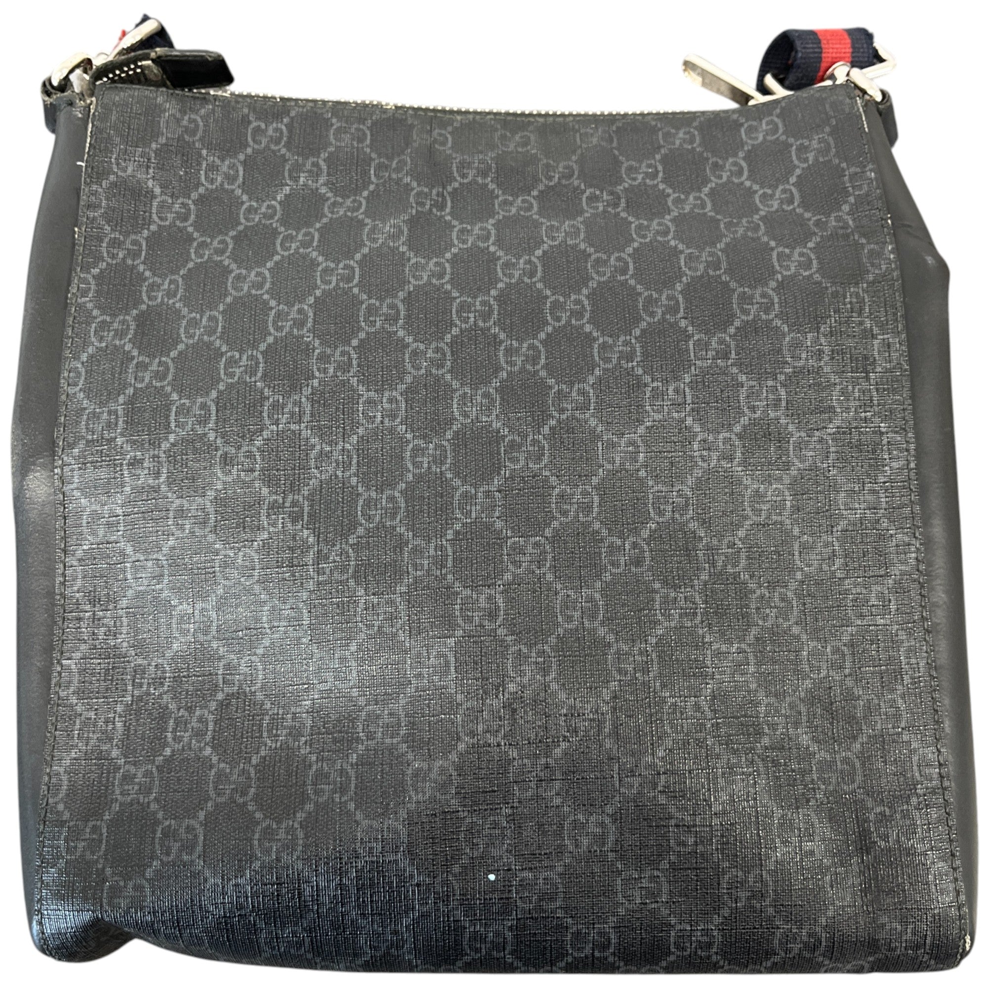 Men's Gg Supreme Web Strap Messenger Bag Black