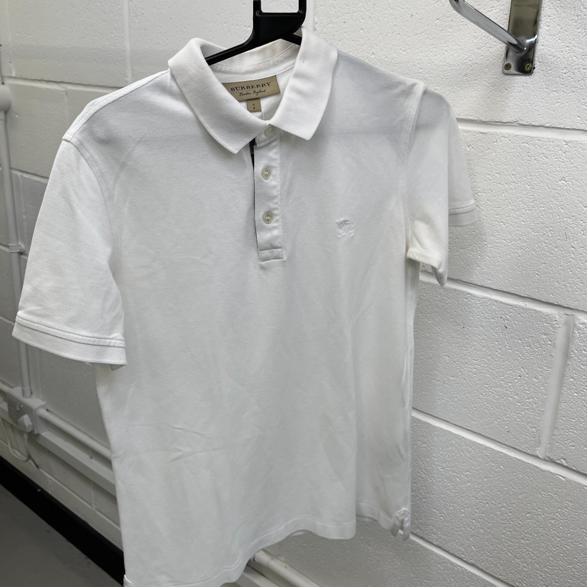 Men's Embroidered Logo Polo Shirt White Size S