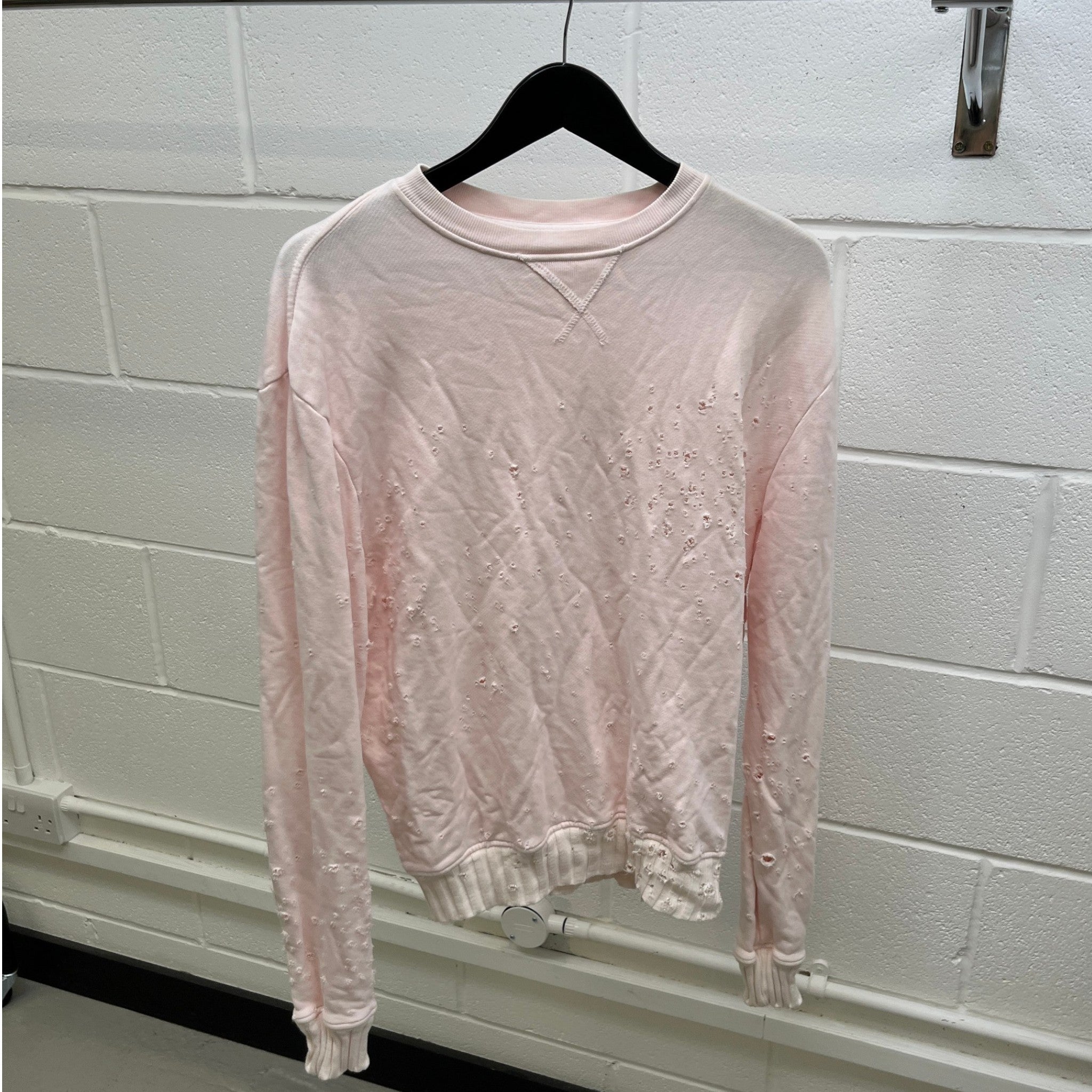 Men's Distressed Sweatshirt Pink Size XS