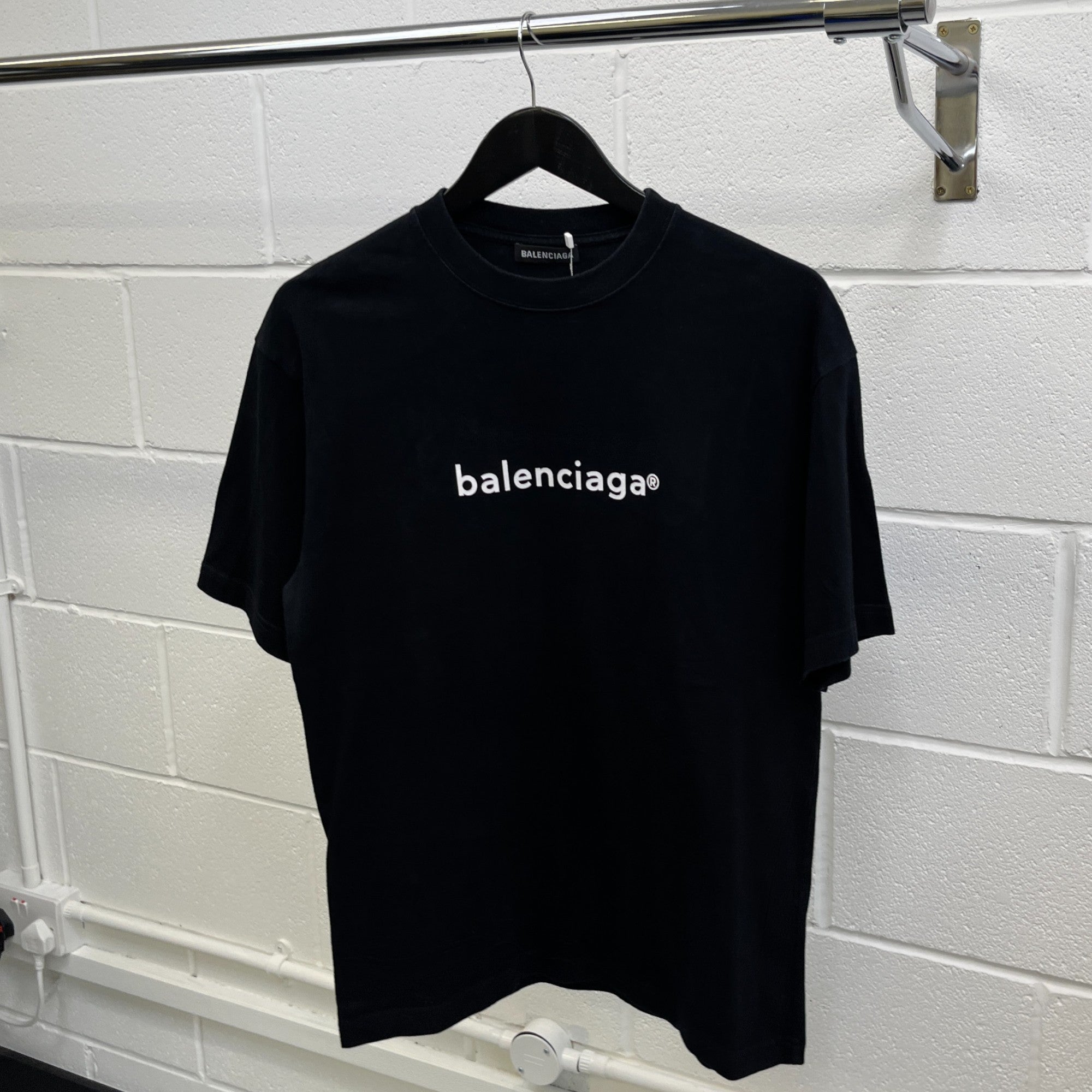 Men's Logo Print T-Shirt Black Size XXS