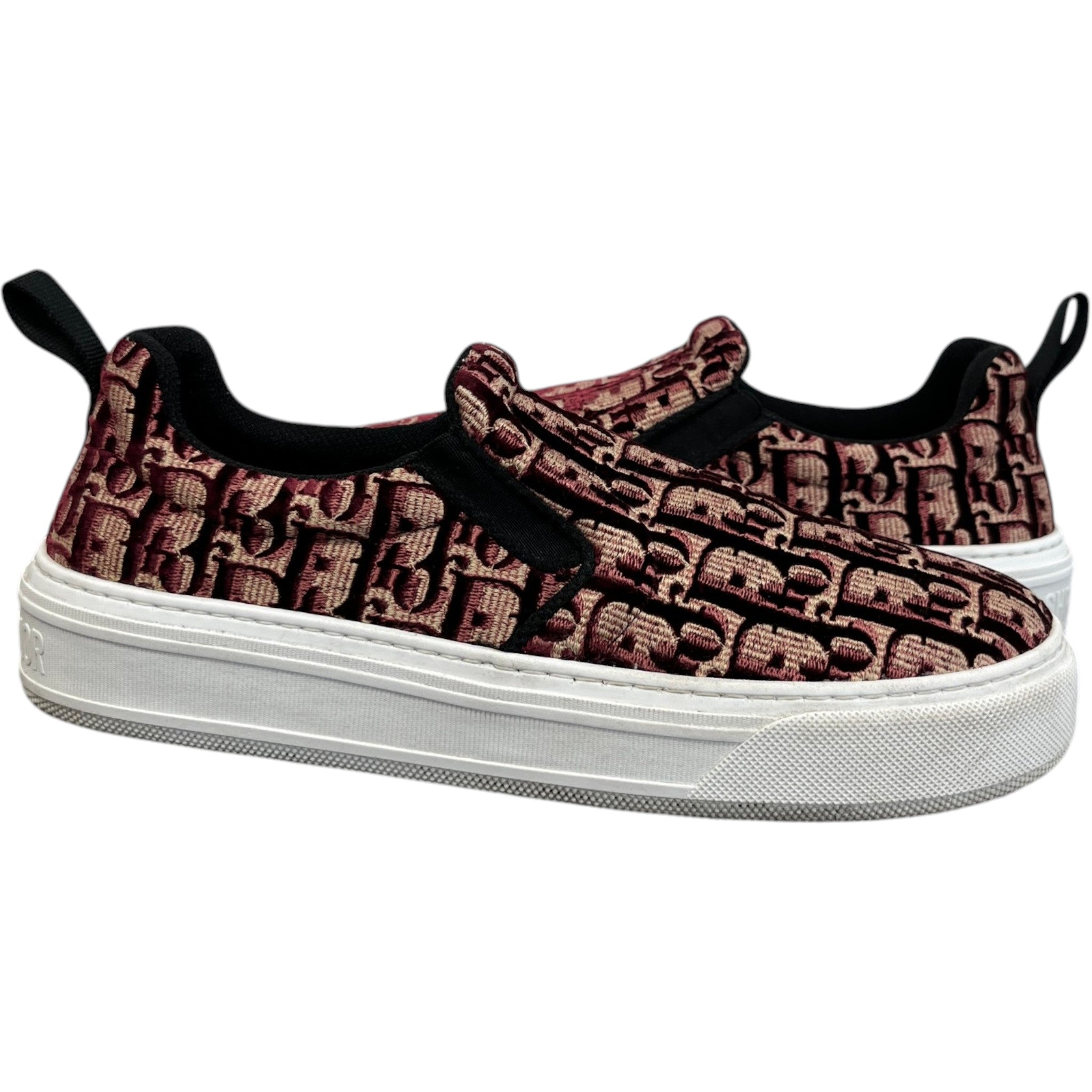 Women's Slip On Oblique Low Trainers Burgundy Size EU 39 / UK 6