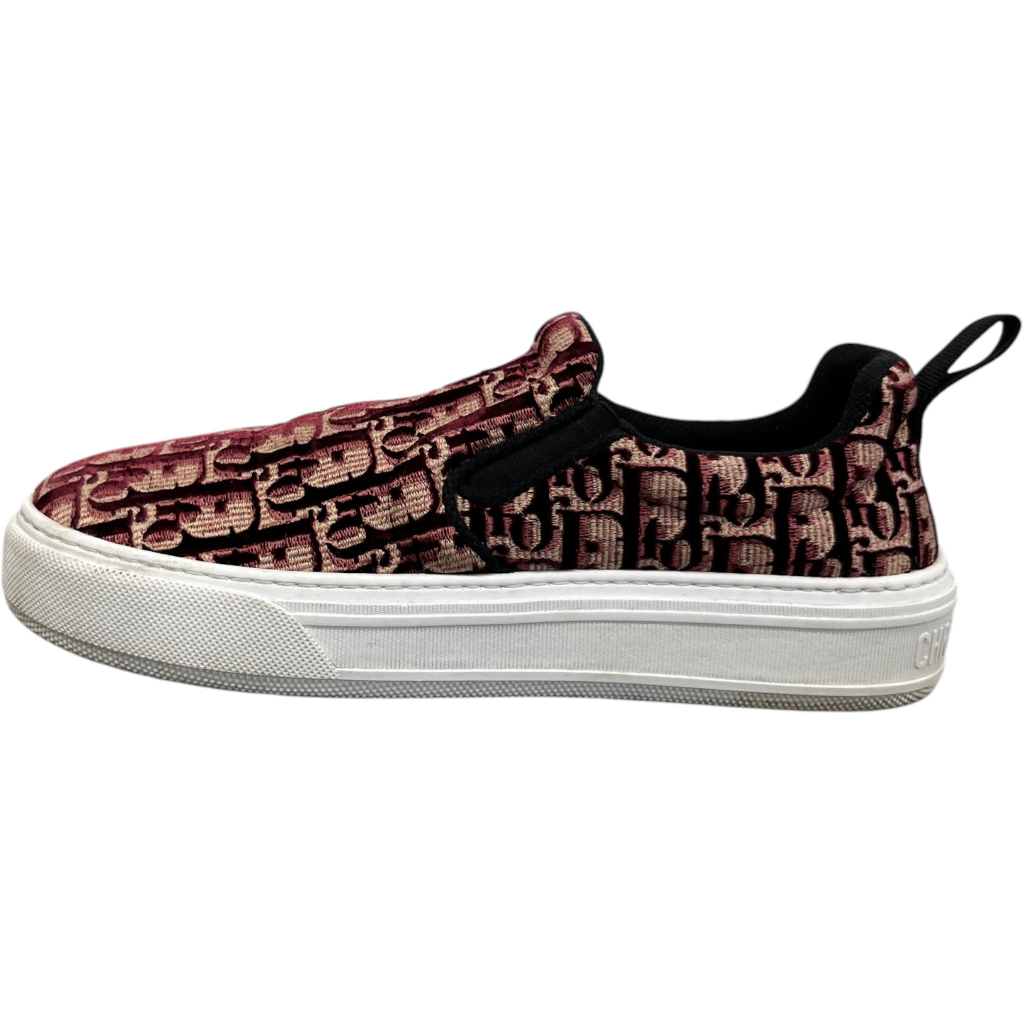 Women's Slip On Oblique Low Trainers Burgundy Size EU 39 / UK 6