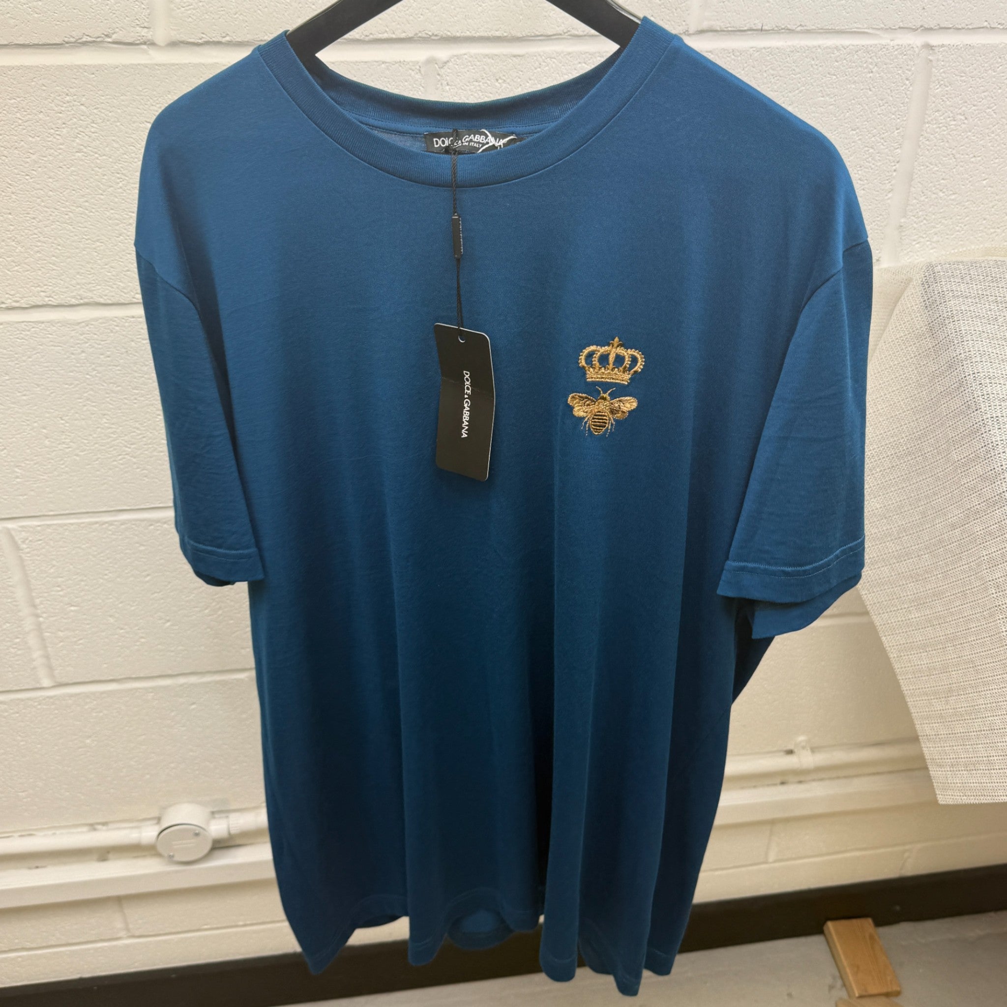 Men's Bee Crown Logo T-Shirt Blue Size XXXL