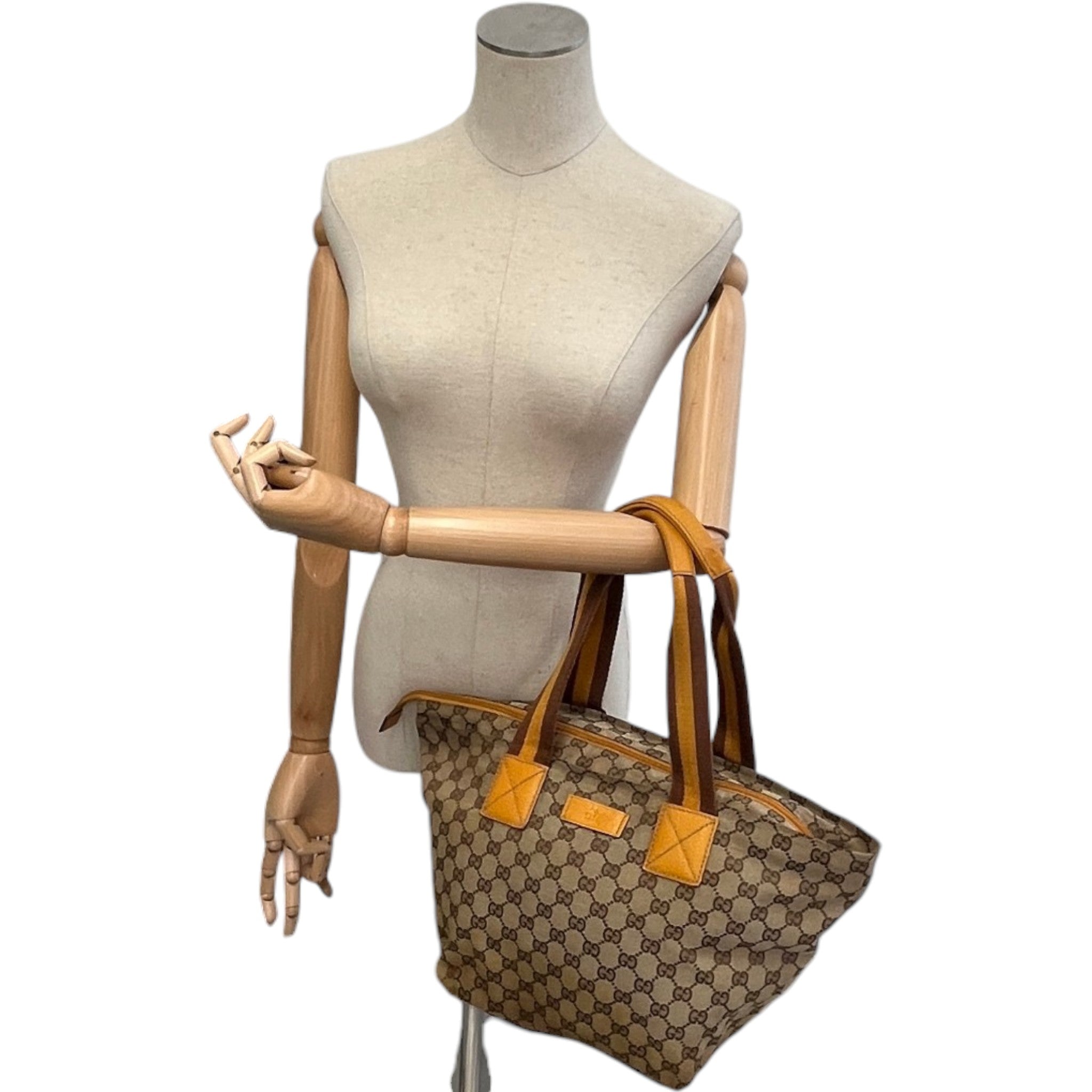 Women's Gg Canvas Web Tote Bag Beige