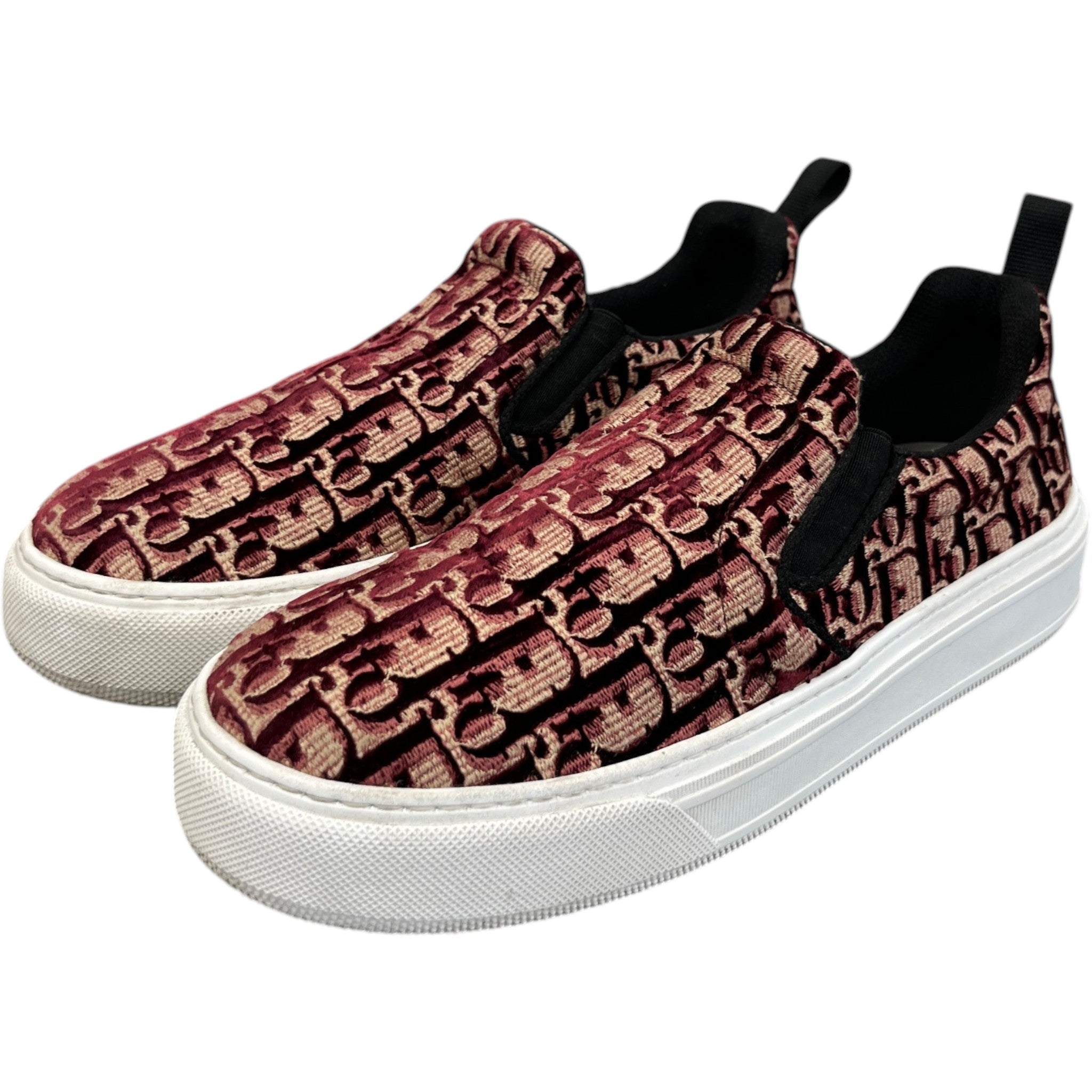 Women's Slip On Oblique Low Trainers Burgundy Size EU 39 / UK 6