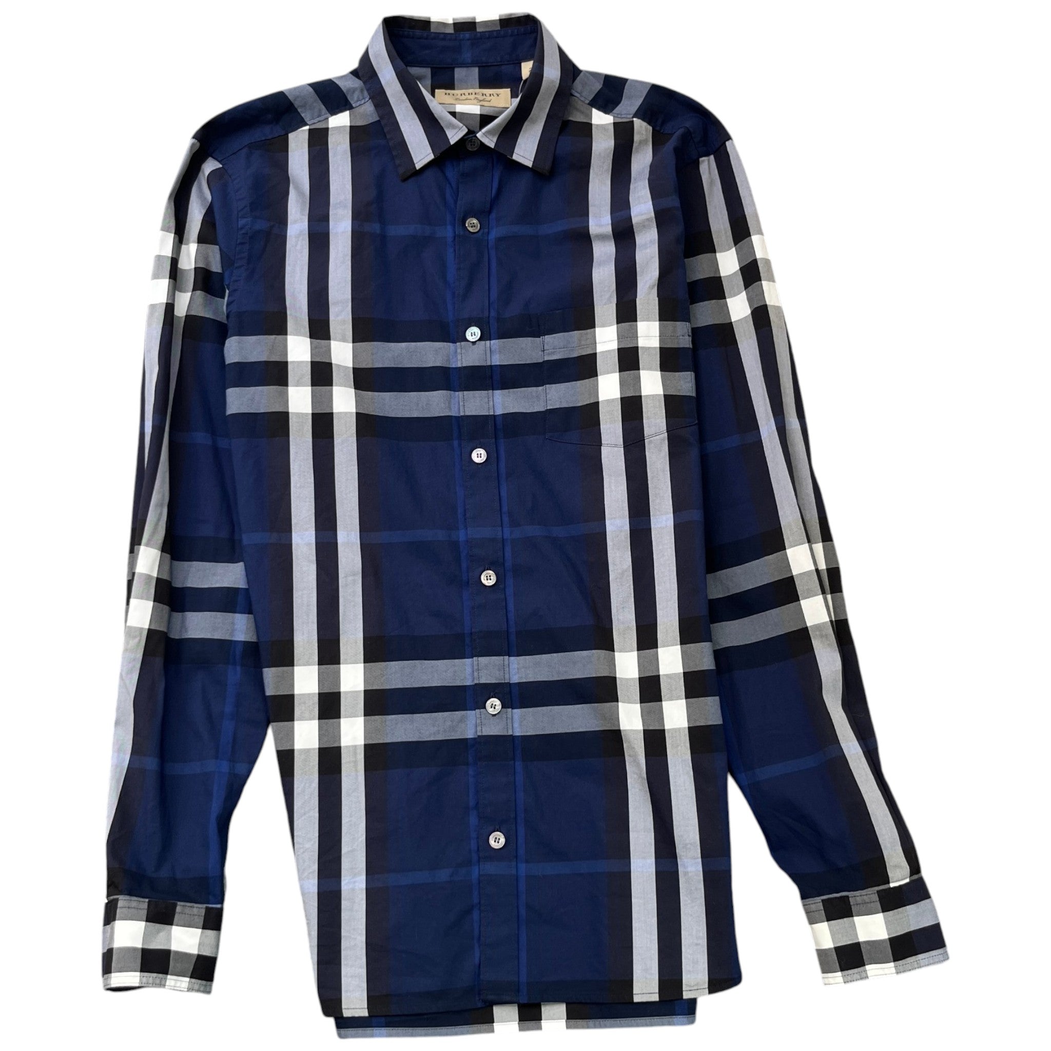 Men's Checkered Short Sleeve Shirt Navy Size S