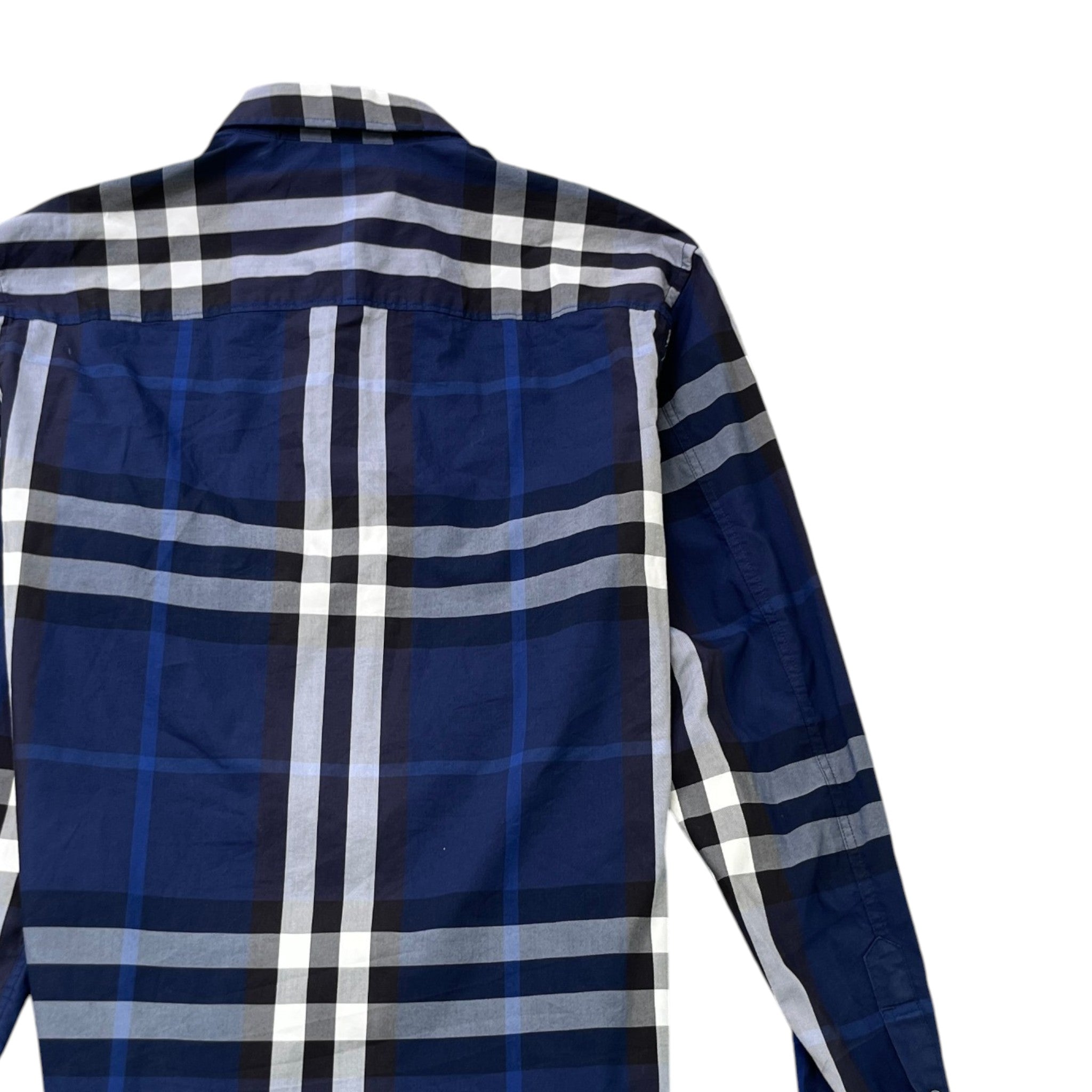Men's Checkered Short Sleeve Shirt Navy Size S