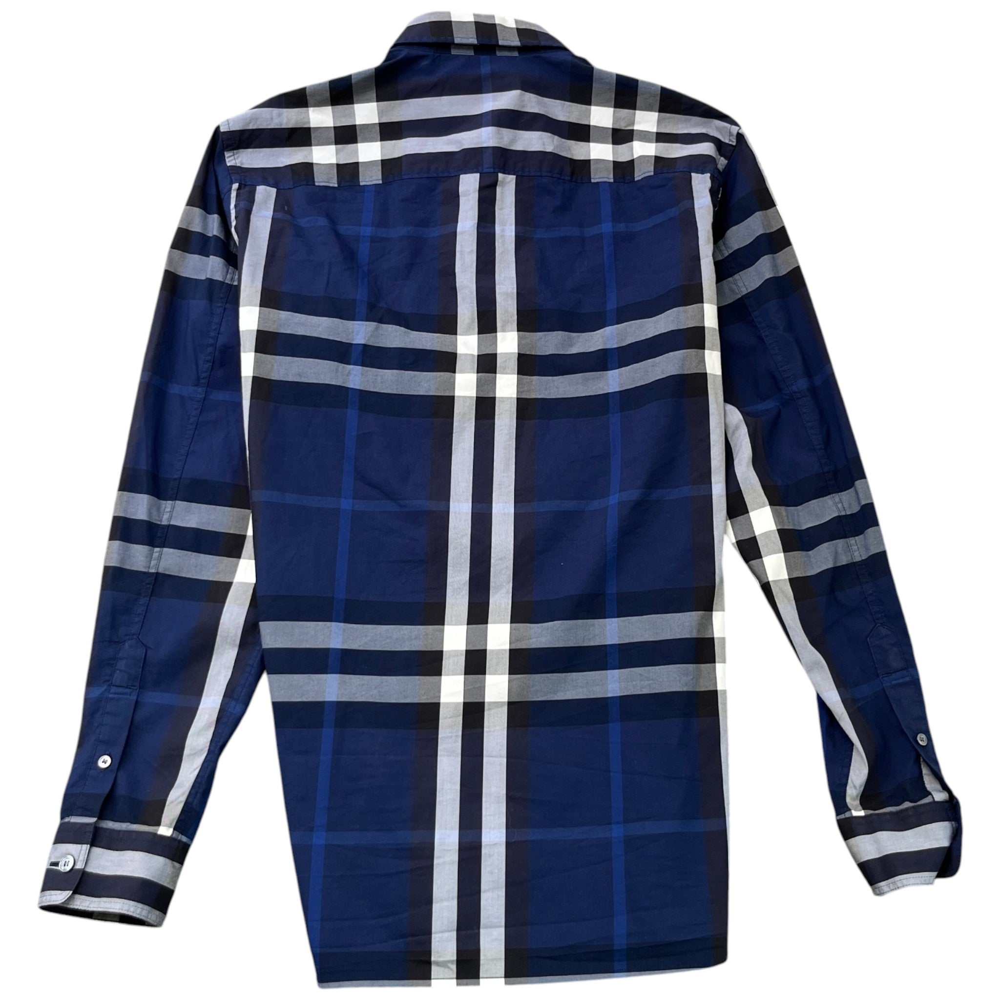 Men's Checkered Short Sleeve Shirt Navy Size S