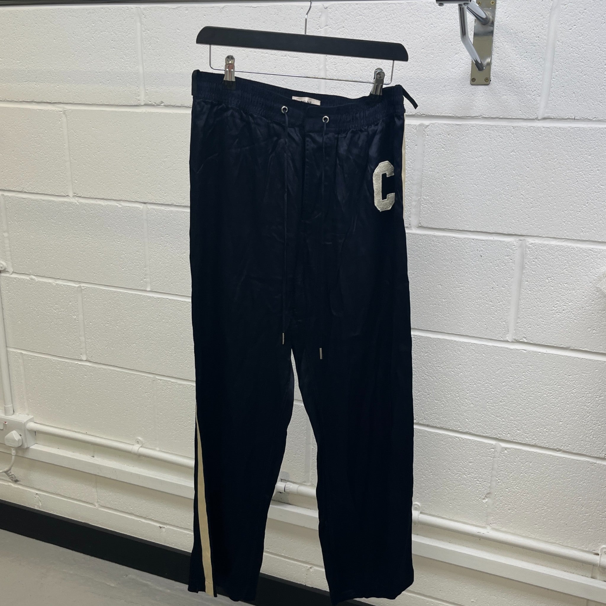 Women's C Logo Stripe Joggers Navy Size Waist 38"