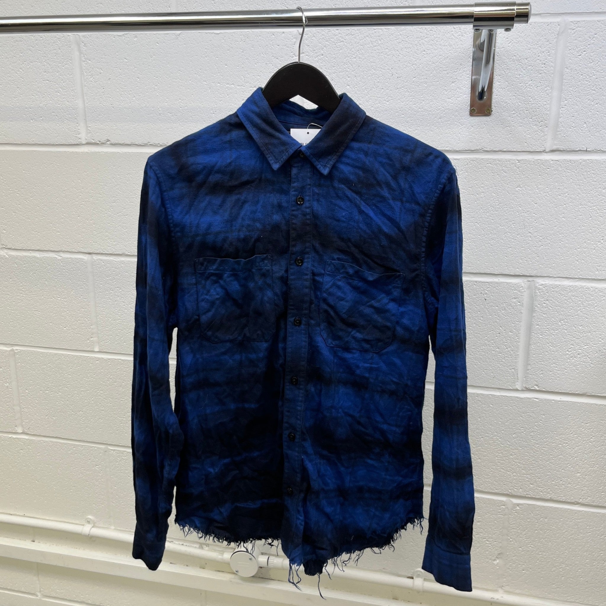 Women's Checkered Long Sleeve Shirt Navy Size XS