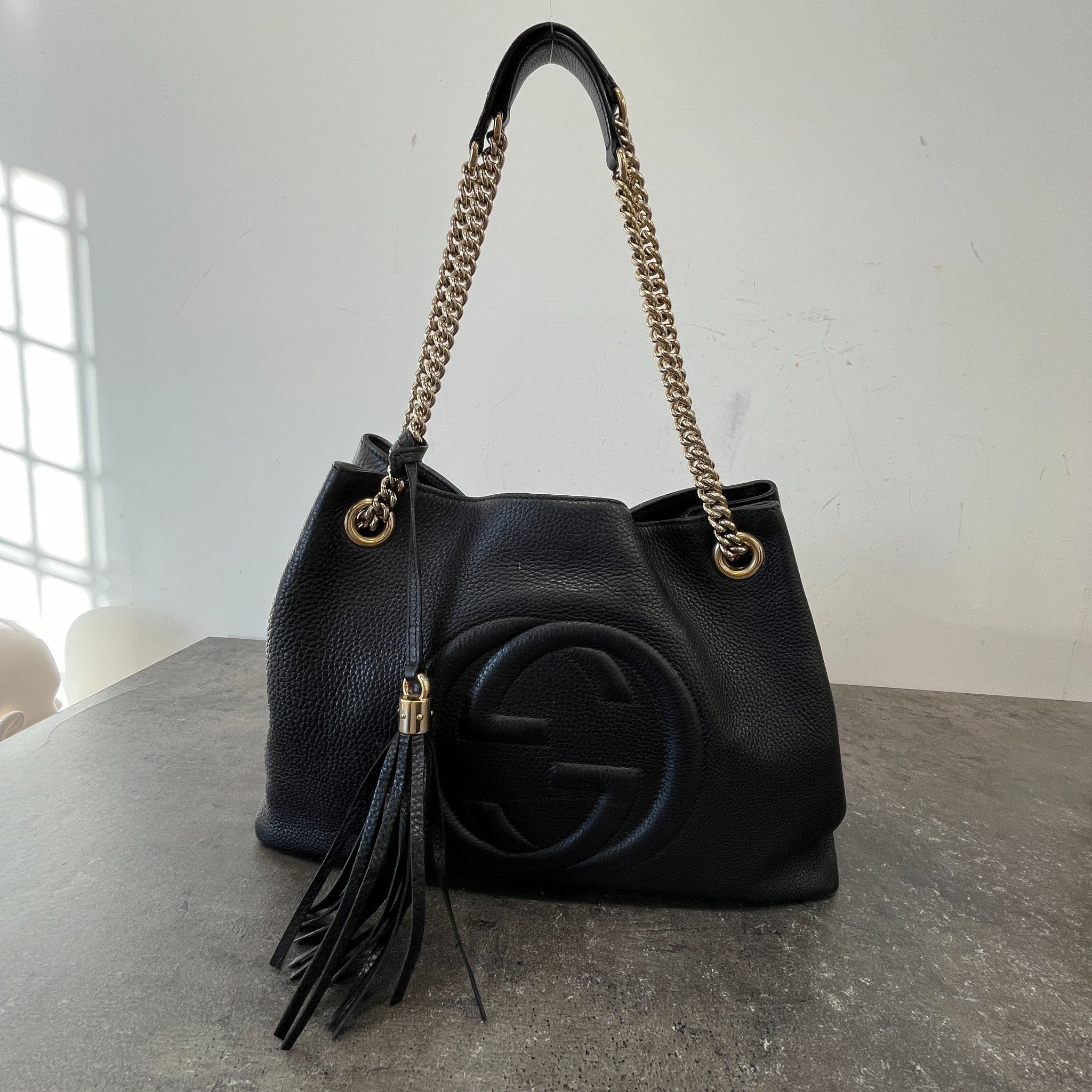 Women's Soho Chain Tote Handbag Black