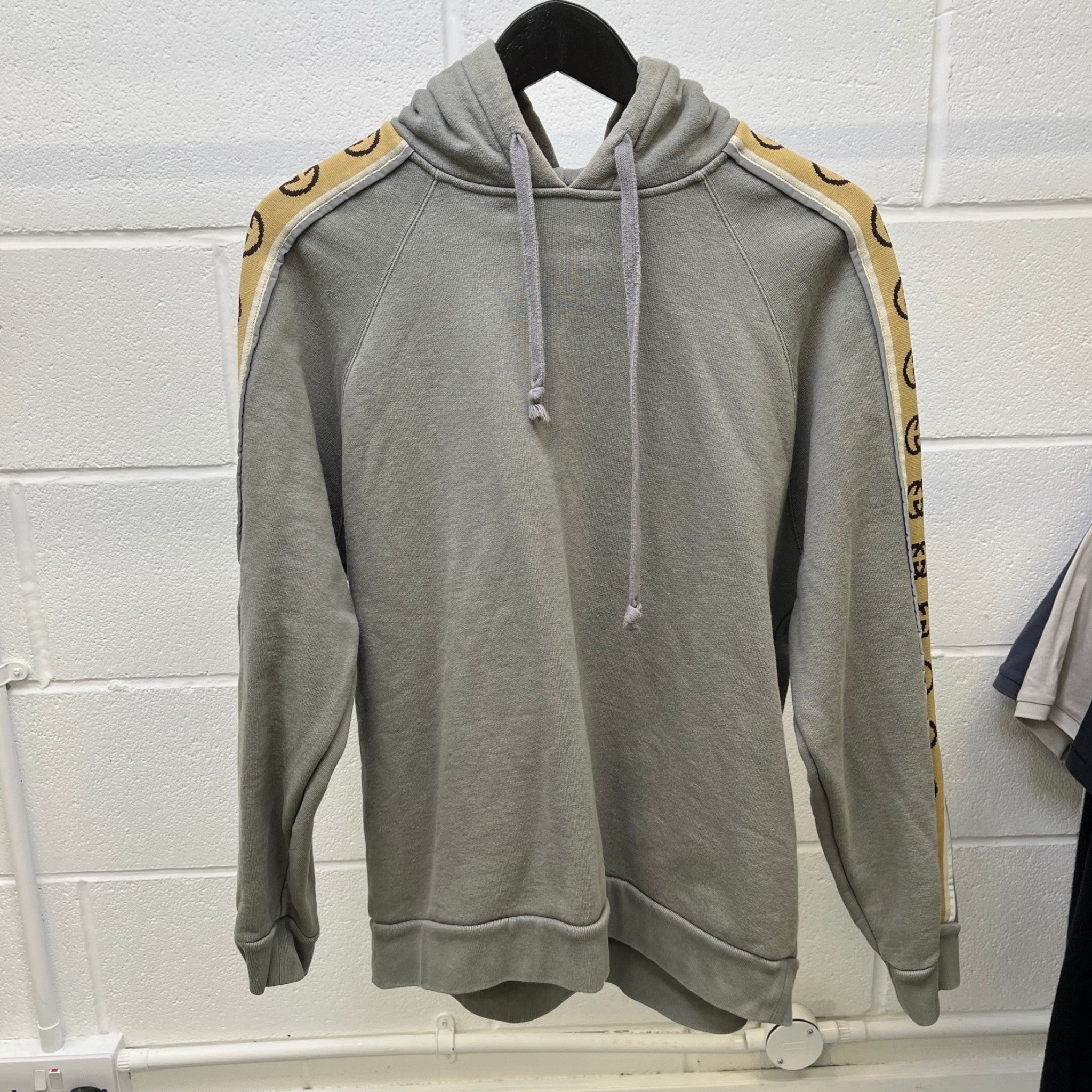Men's Tape Logo Hoodie Grey Size S