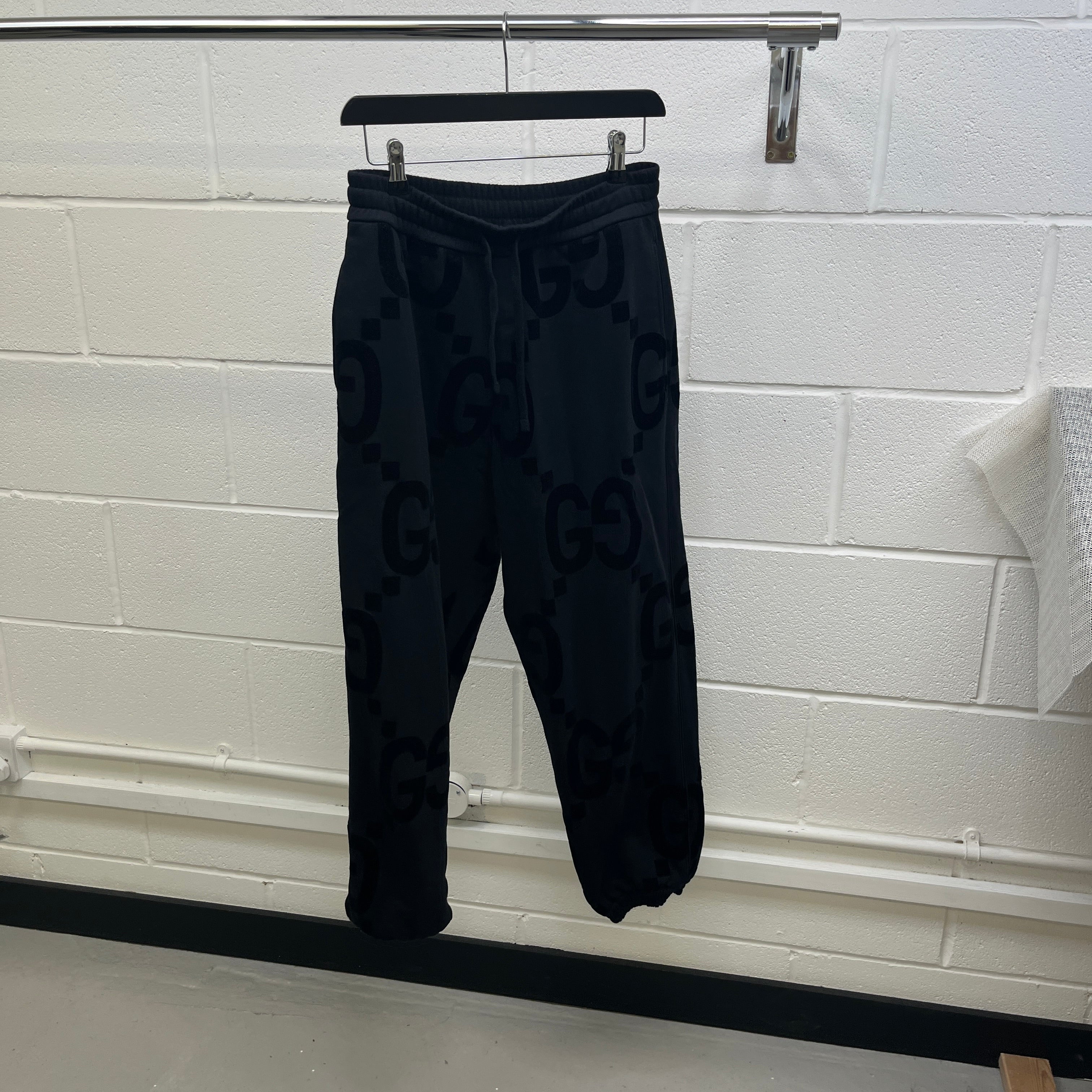 Men's Jumbo Gg Flocked Joggers Black Size XS