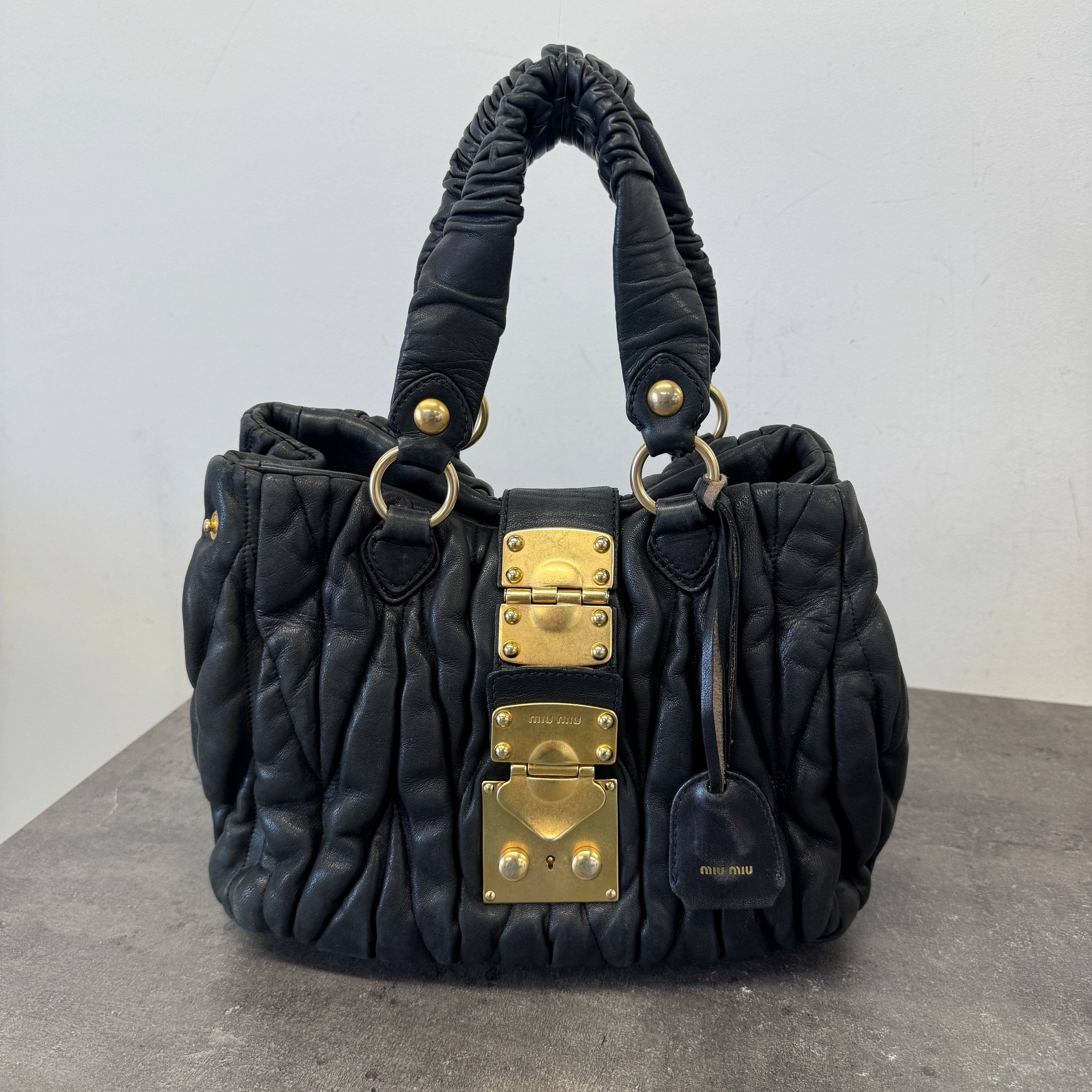 Women's Matelasse Leather 2Way Bag Black