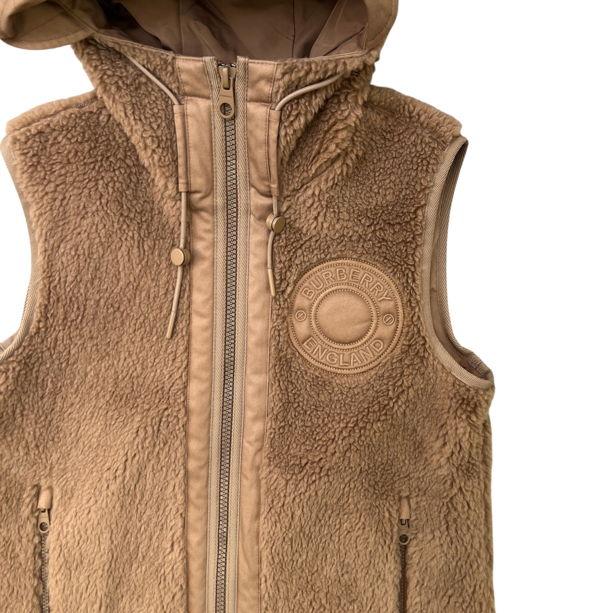 Women's Appliquéd Fleece Gilet Brown Size IT 38 / UK 6