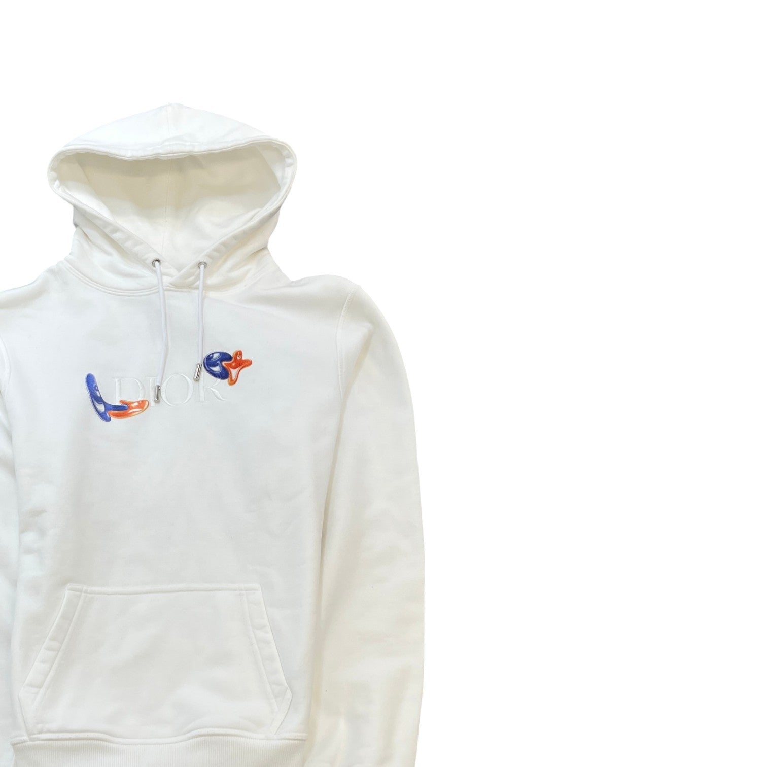 Men's Embroidered Logo Hoodie White Size XS