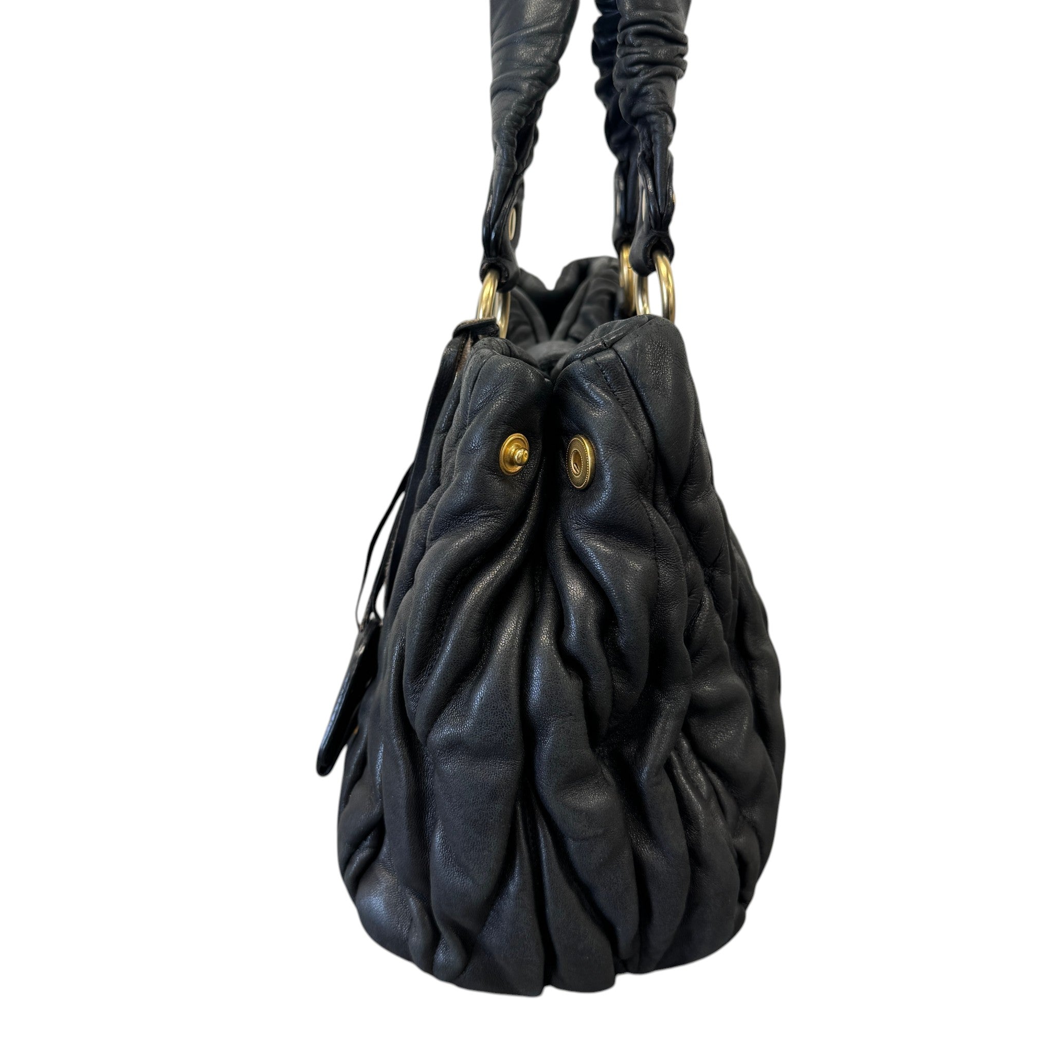 Women's Matelasse Leather 2Way Bag Black