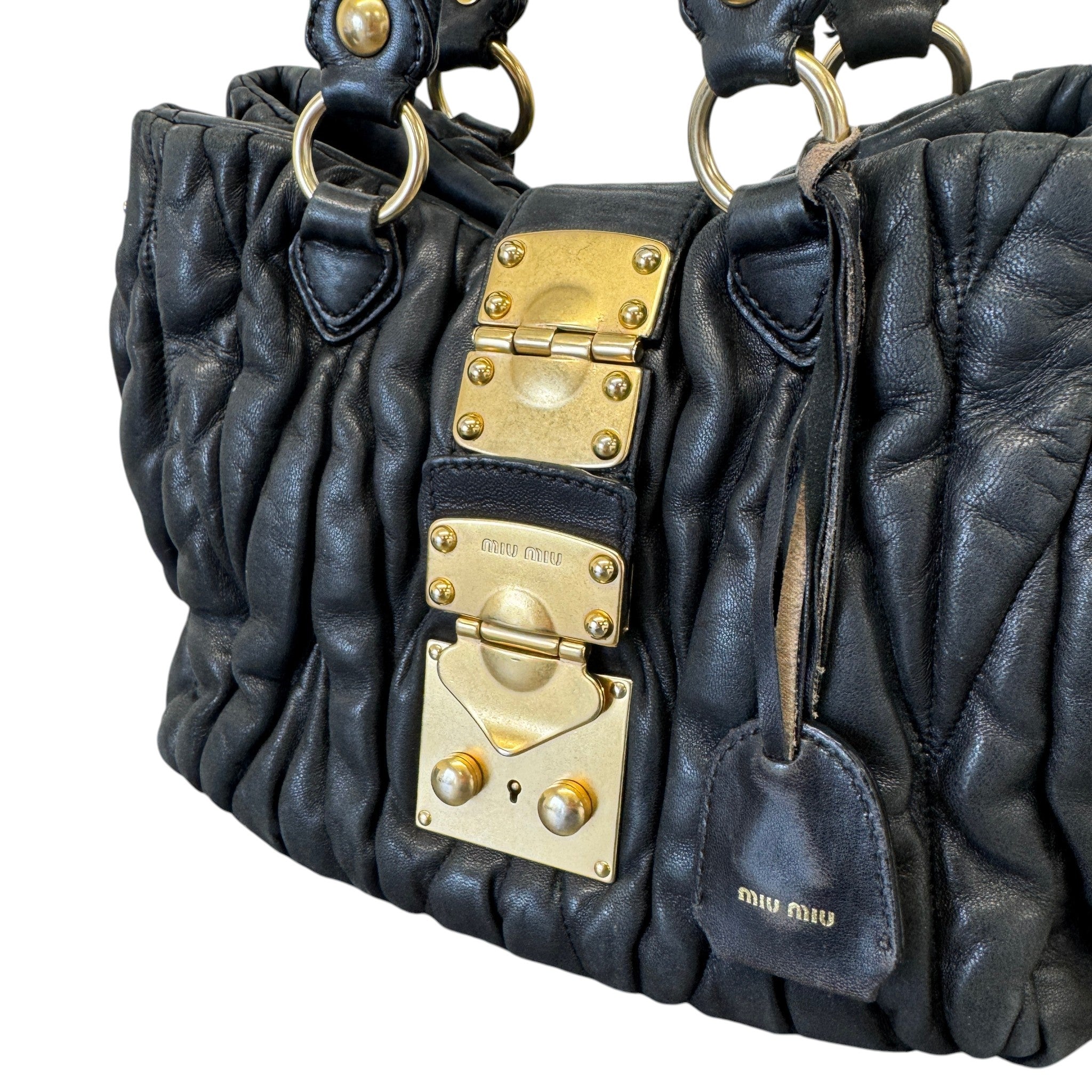 Women's Matelasse Leather 2Way Bag Black