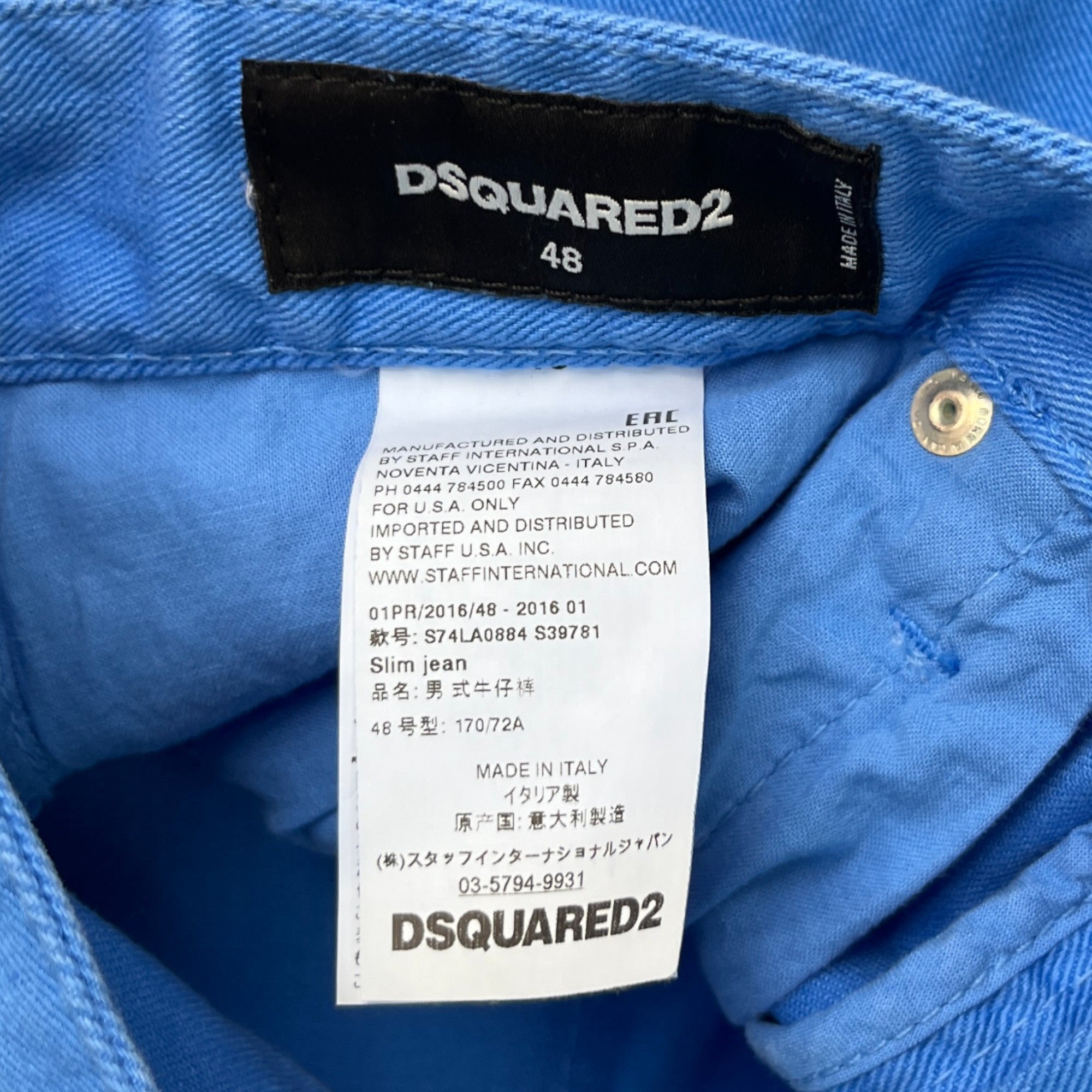 Men's Slim Jeans Blue Size IT 48 / UK 32