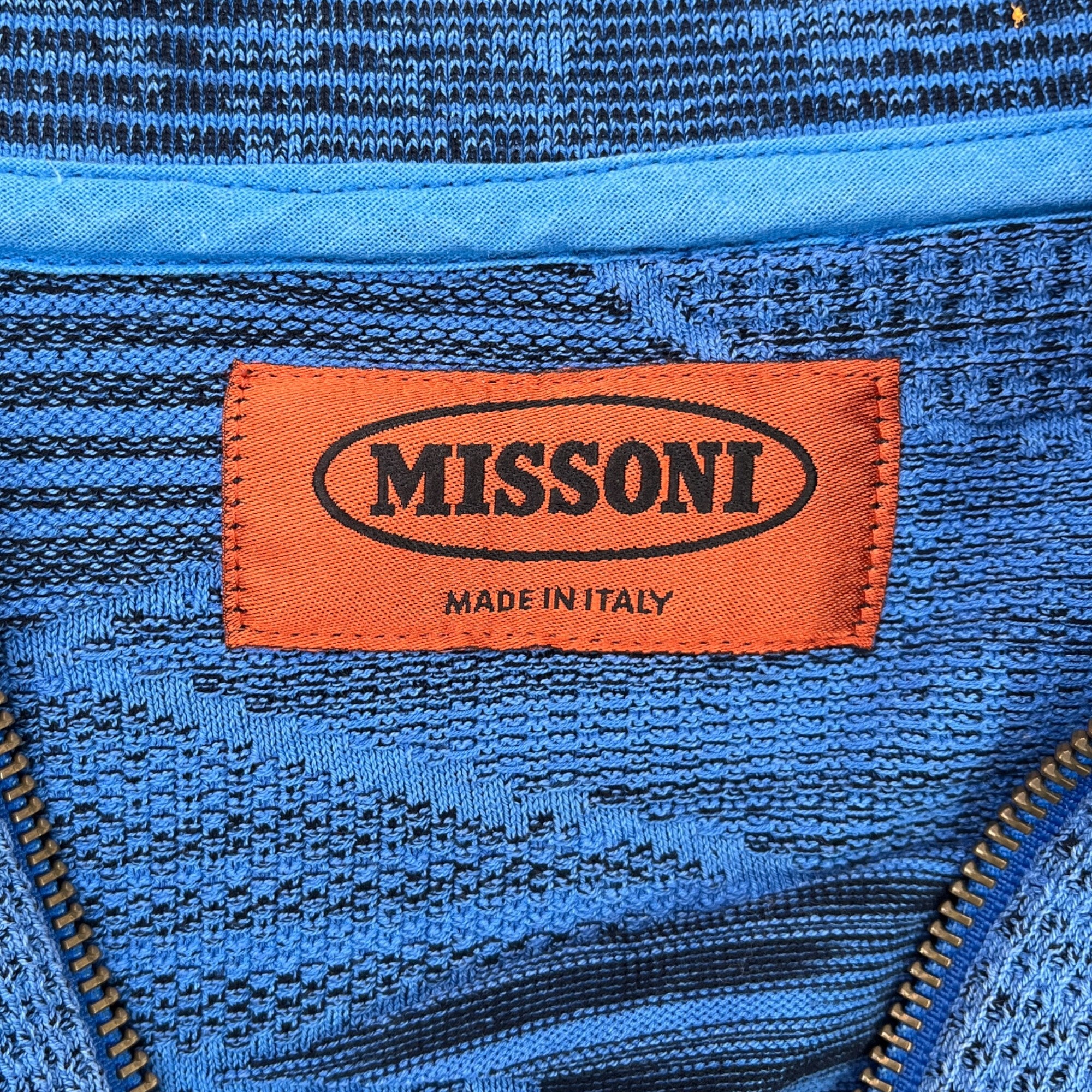 Men's Zip Up Pattern Jacket Blue Size IT 48 / M