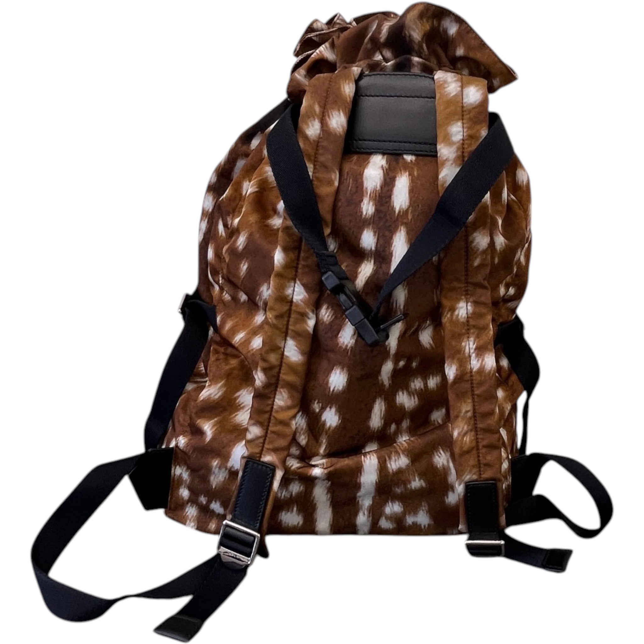 Men's Deer Print Convertible Bum Bag Backpack Brown