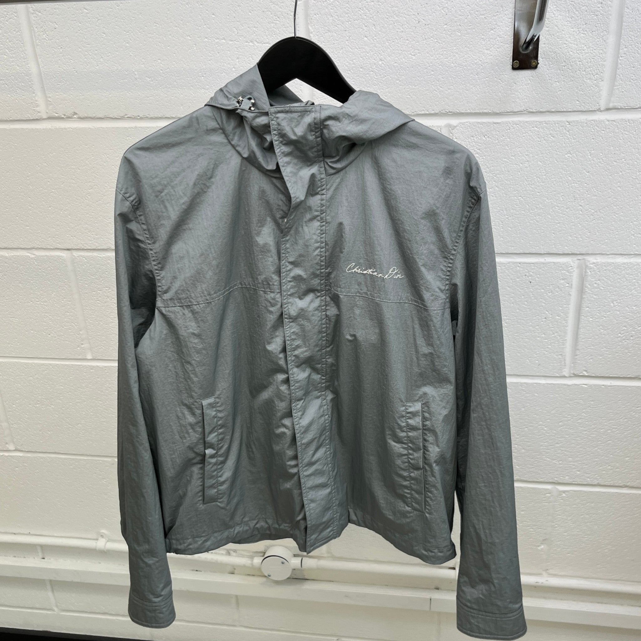 Men's Embroidered Logo Windbreaker Grey Size IT 50 / L