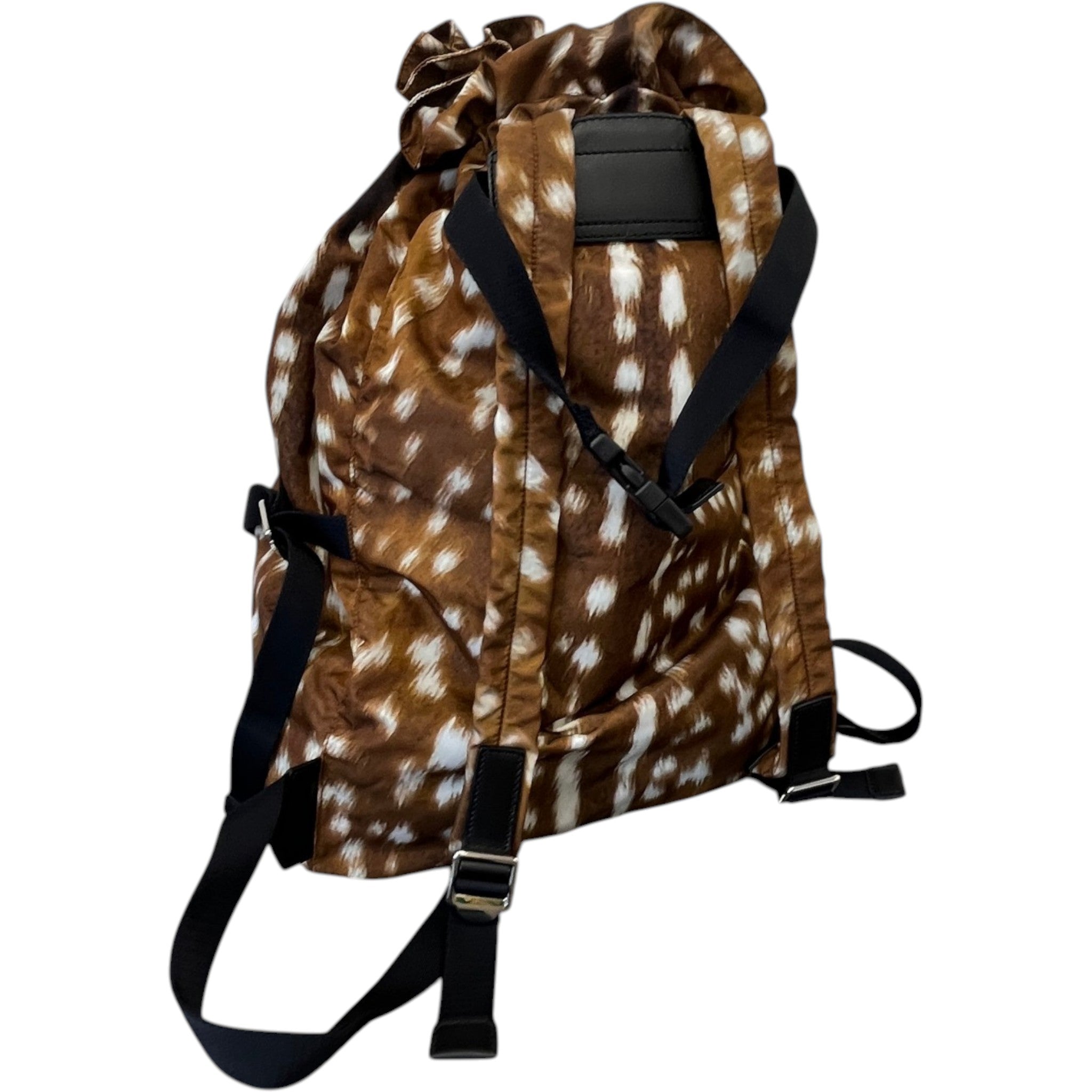 Men's Deer Print Convertible Bum Bag Backpack Brown