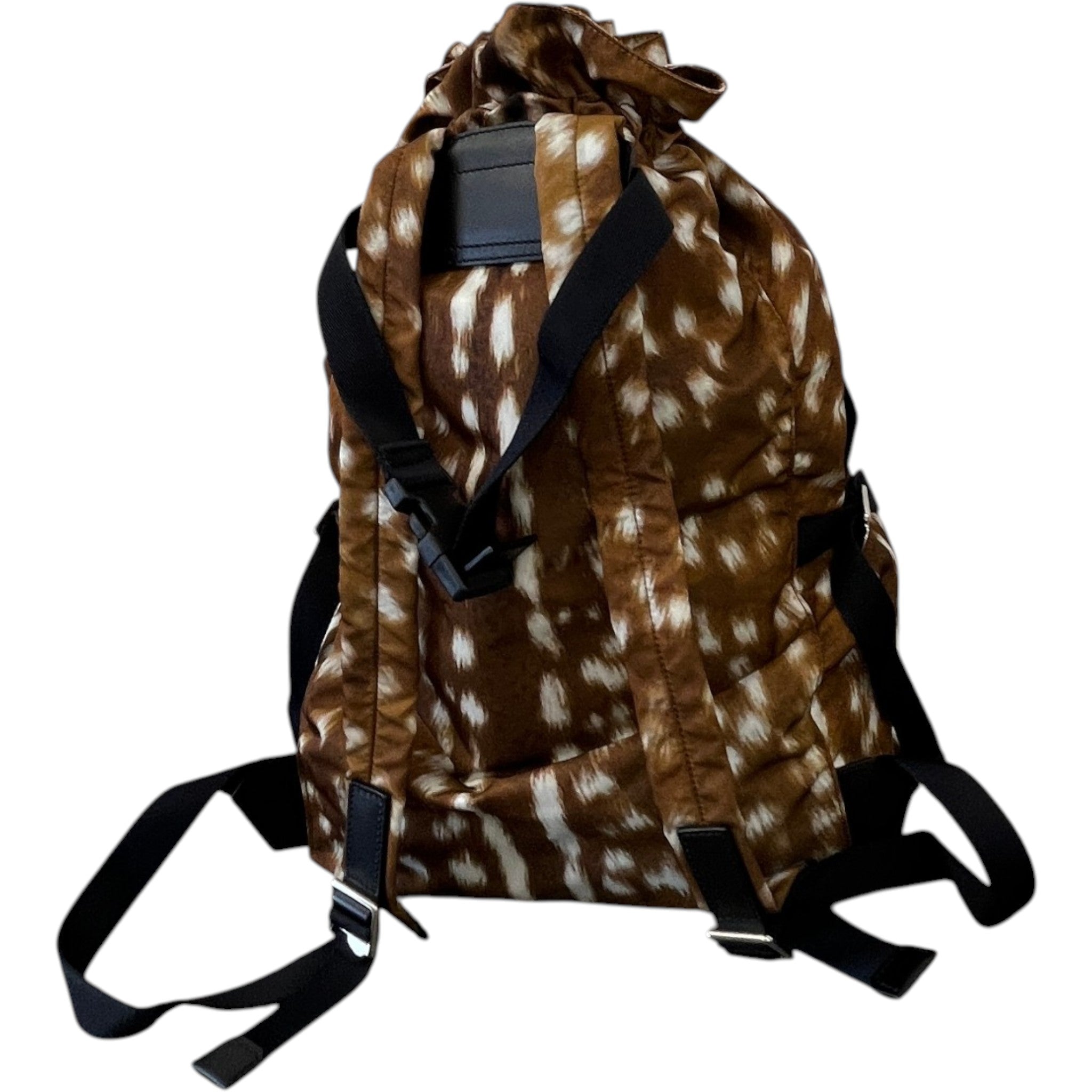 Men's Deer Print Convertible Bum Bag Backpack Brown
