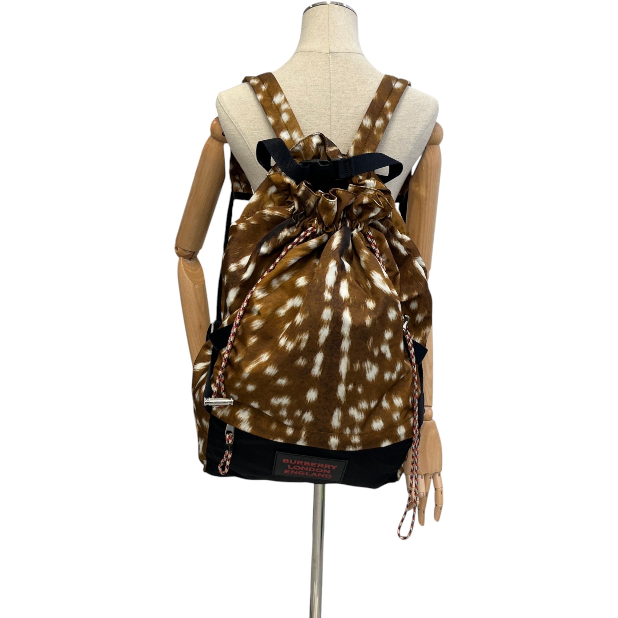 Men's Deer Print Convertible Bum Bag Backpack Brown