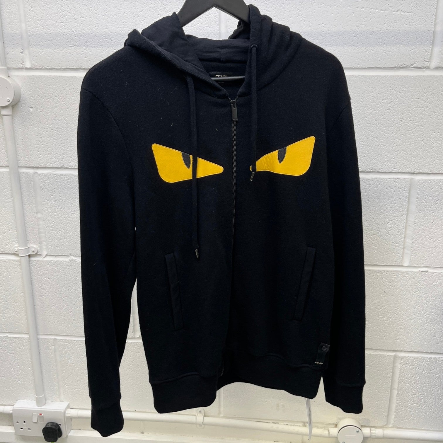 Men's Monster Eyes Zip Up Hoodie Black Size IT 48 / UK M