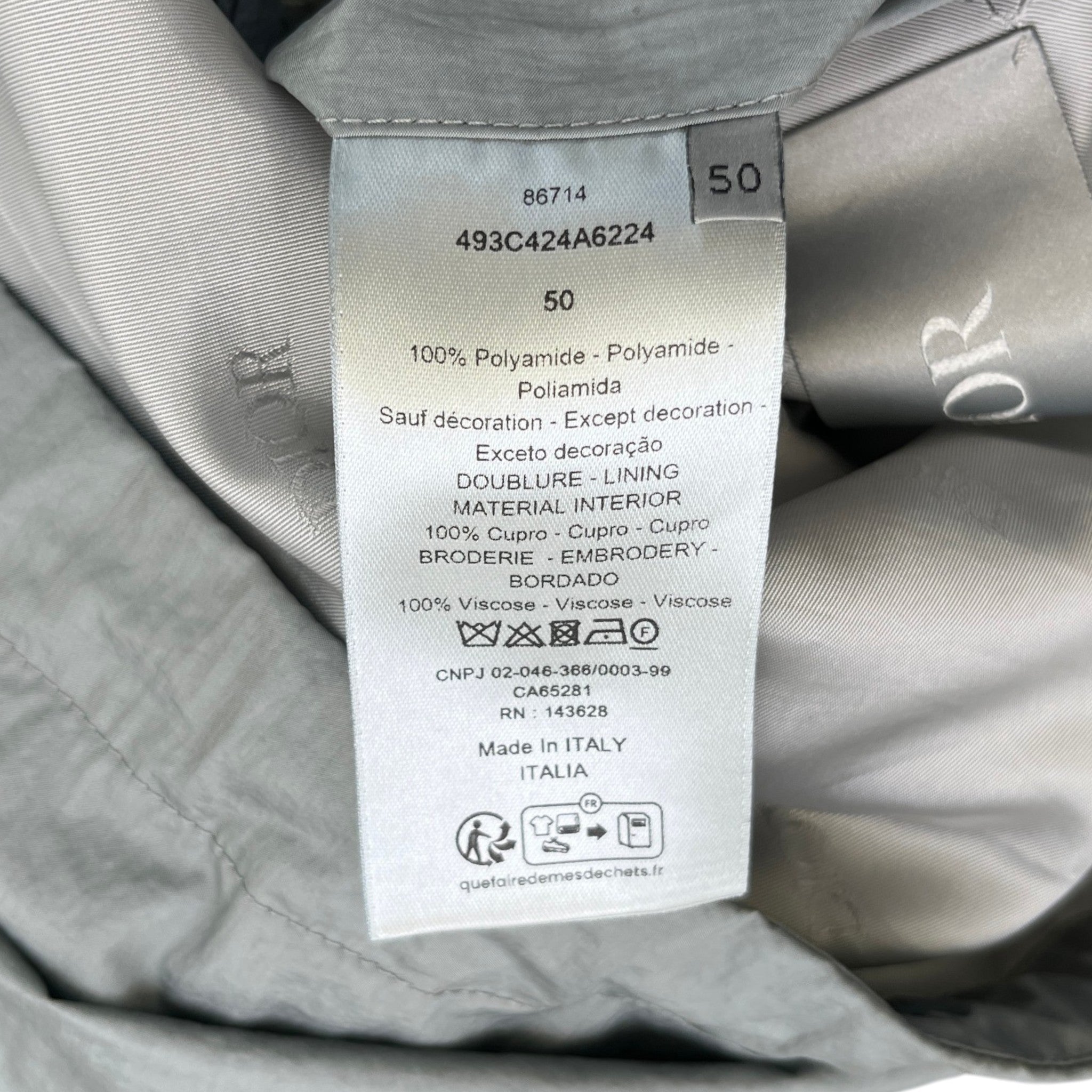 Men's Embroidered Logo Windbreaker Grey Size IT 50 / L