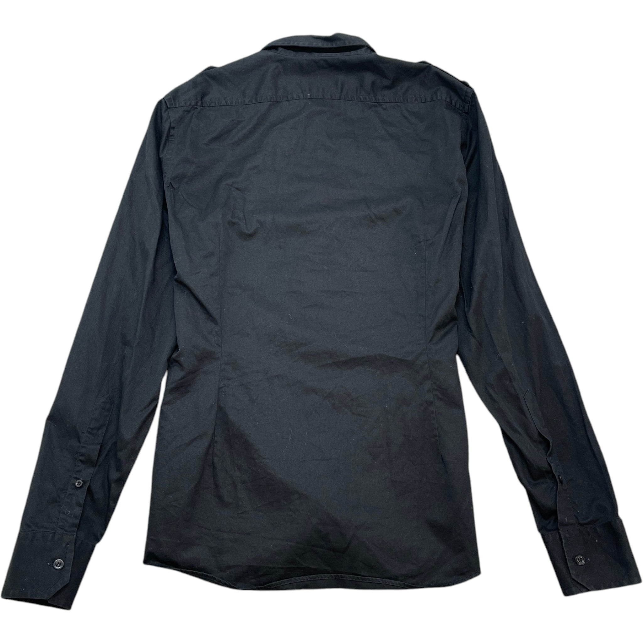 Men's Embroidered Logo Long Sleeve Shirt Black Size L