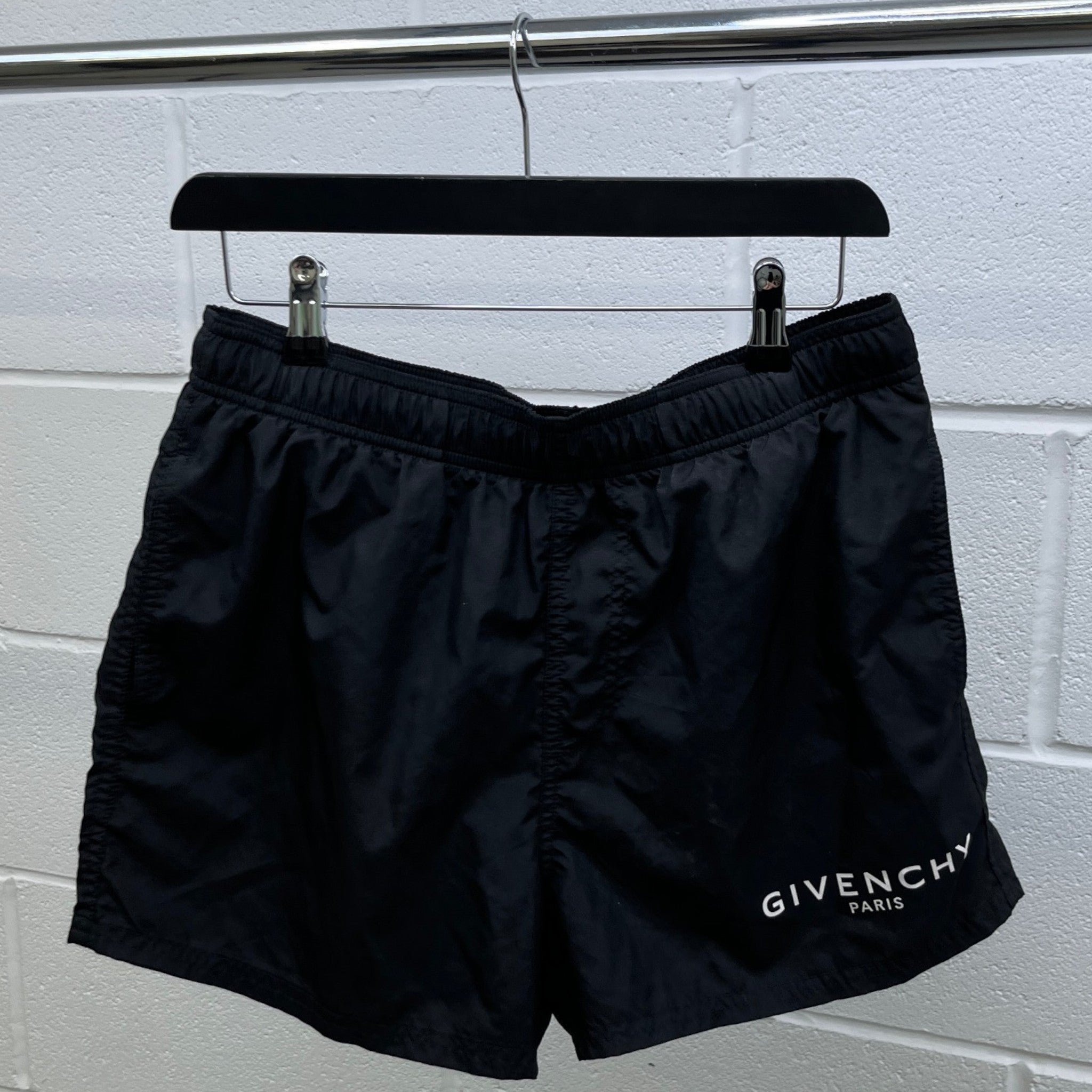 Men's Logo Print Swim Shorts Black Size XL