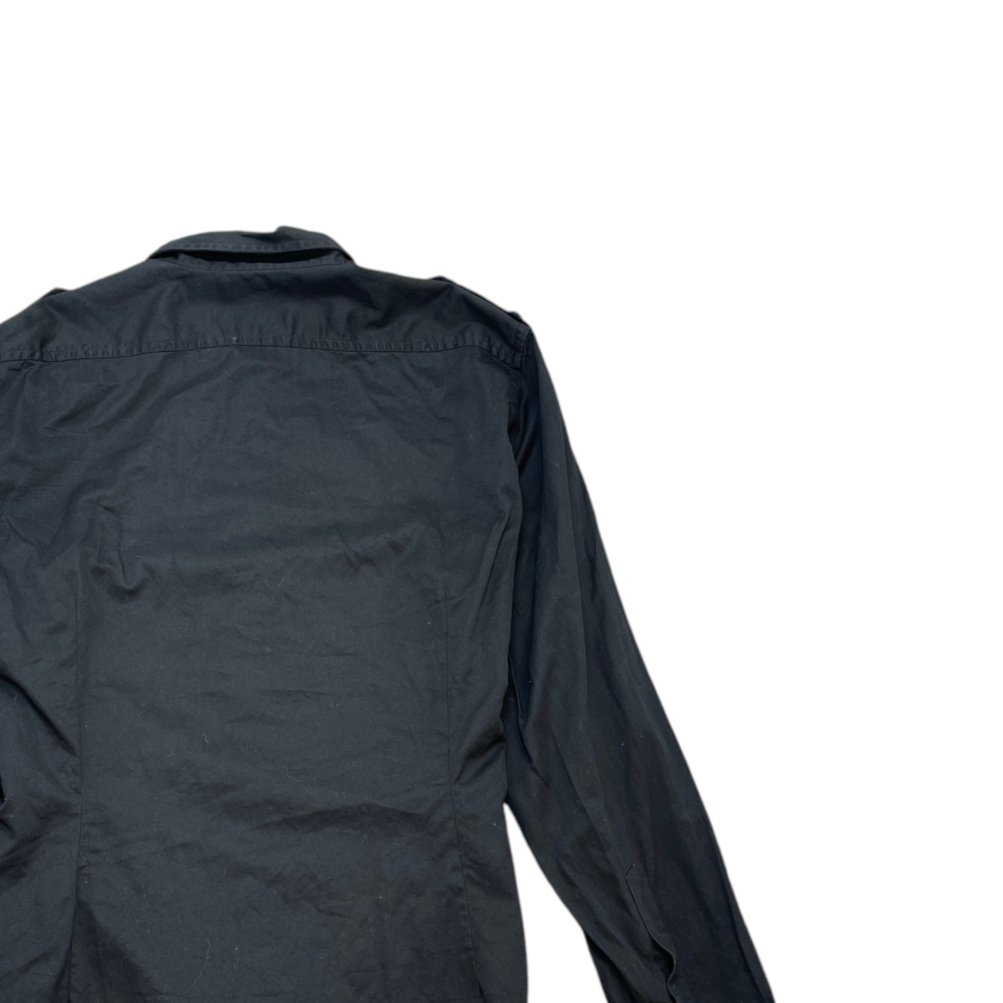 Men's Embroidered Logo Long Sleeve Shirt Black Size L