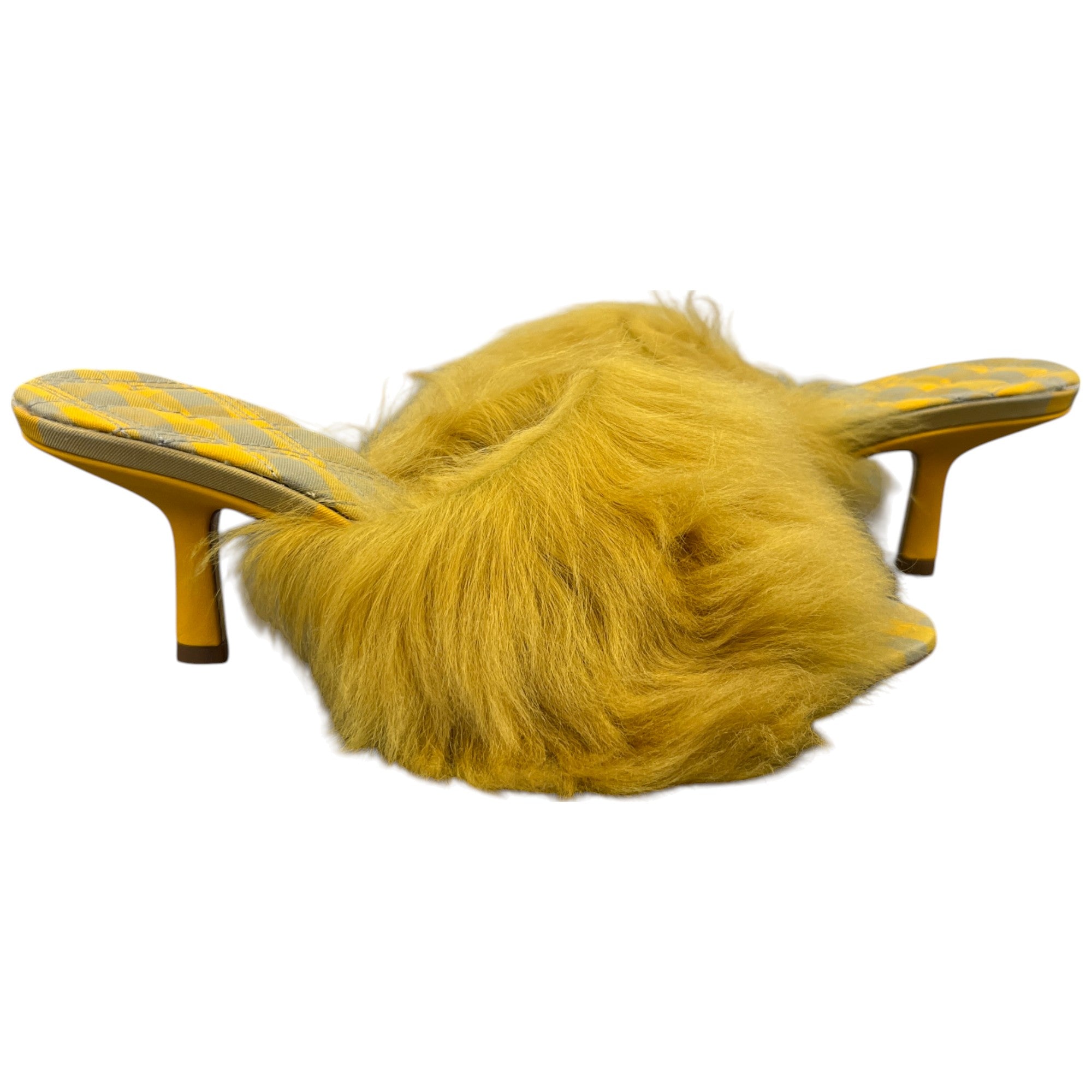 Women's Check Furry Heels Yellow Size EU 37 / UK 4